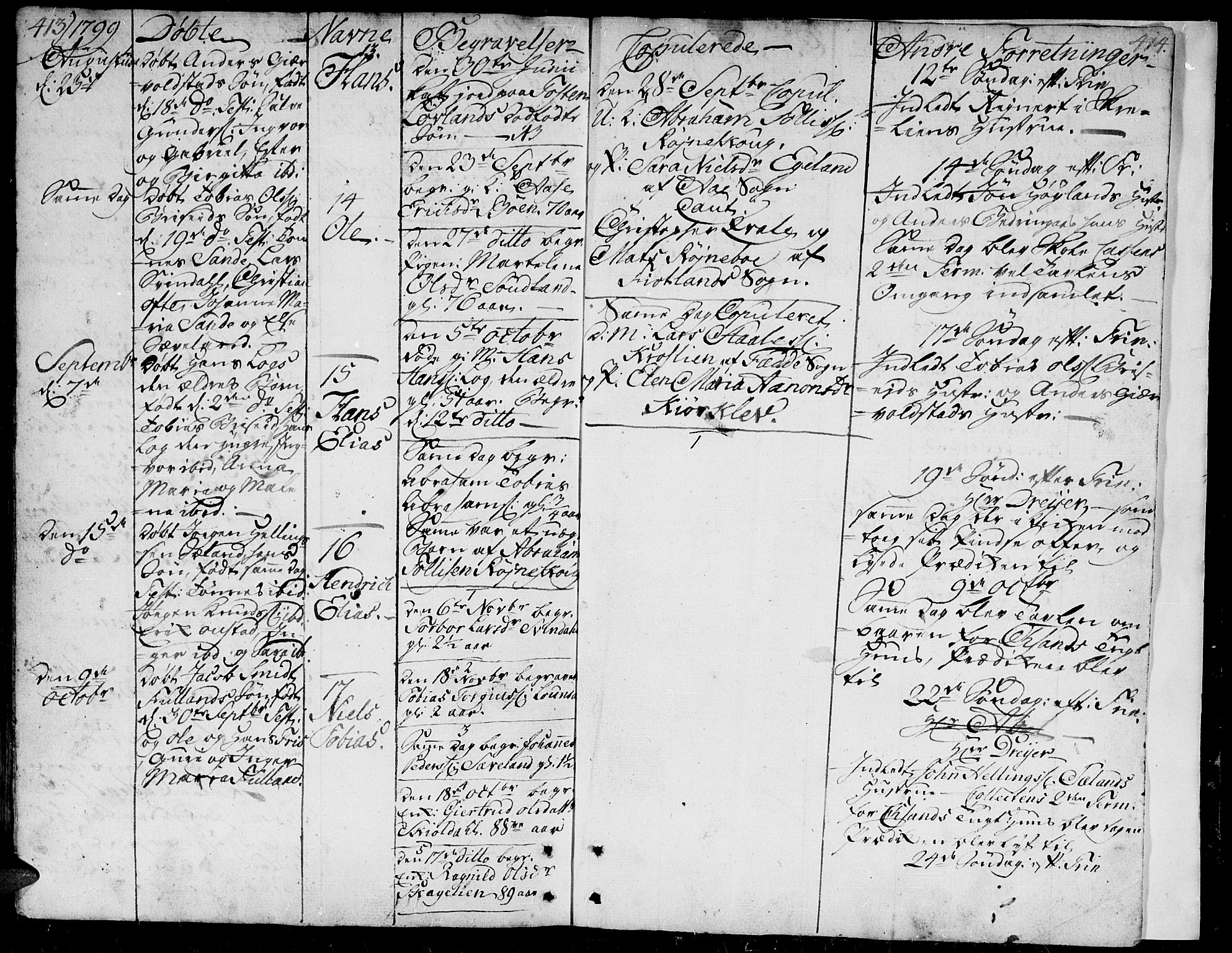 Herad sokneprestkontor, SAK/1111-0018/F/Fa/Faa/L0001: Parish register (official) no. A 1 /1, 1768-1799, p. 413-414