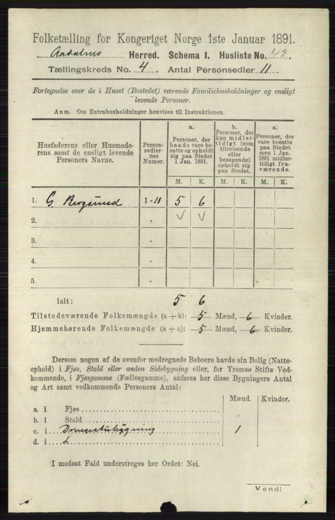 RA, 1891 census for 0614 Ådal, 1891, p. 1493