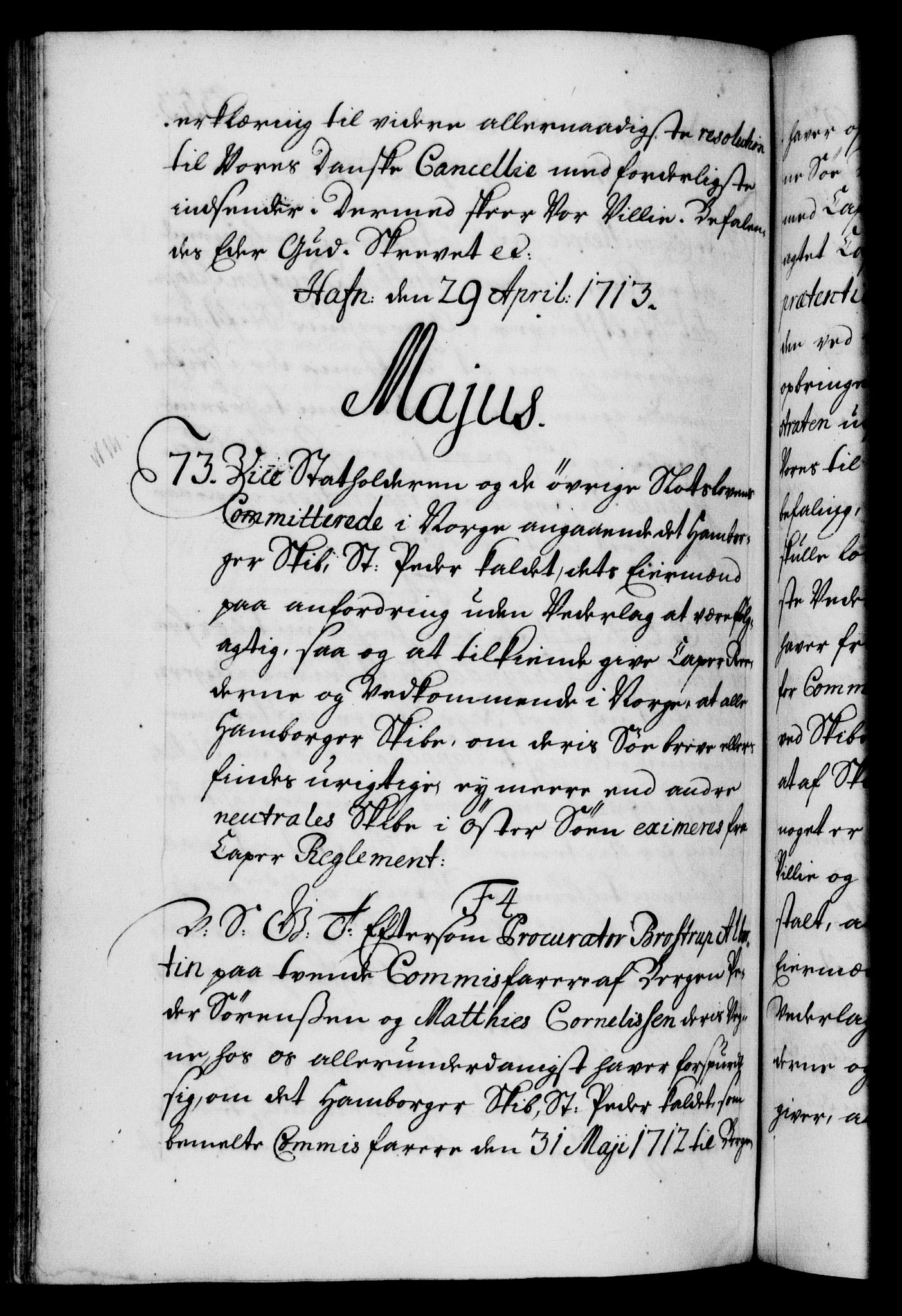 Danske Kanselli 1572-1799, AV/RA-EA-3023/F/Fc/Fca/Fcab/L0019: Norske tegnelser, 1710-1714, p. 353b
