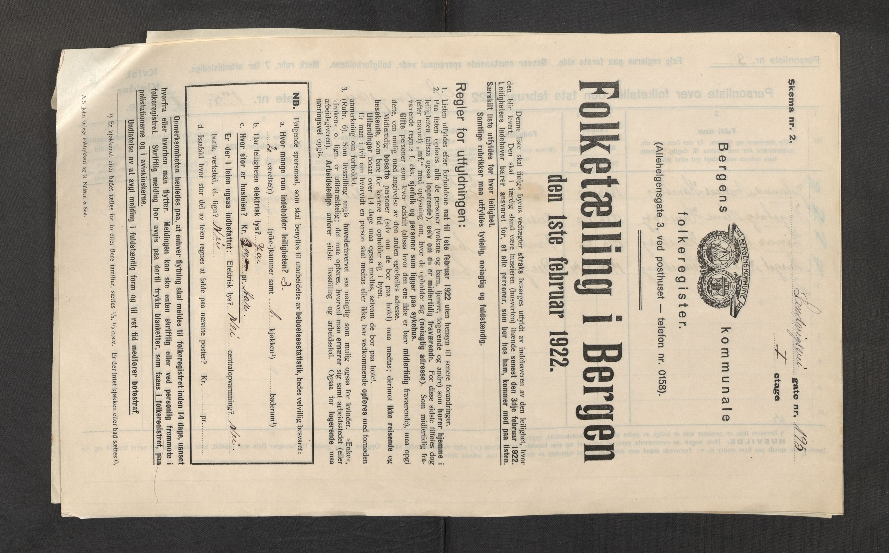 SAB, Municipal Census 1922 for Bergen, 1922, p. 34537