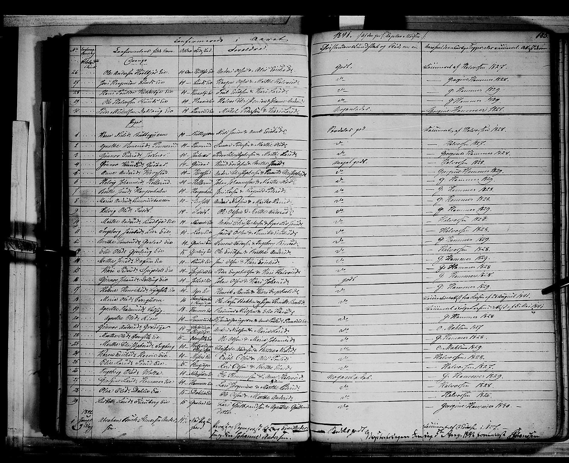 Vang prestekontor, Hedmark, SAH/PREST-008/H/Ha/Haa/L0010: Parish register (official) no. 10, 1841-1855, p. 185
