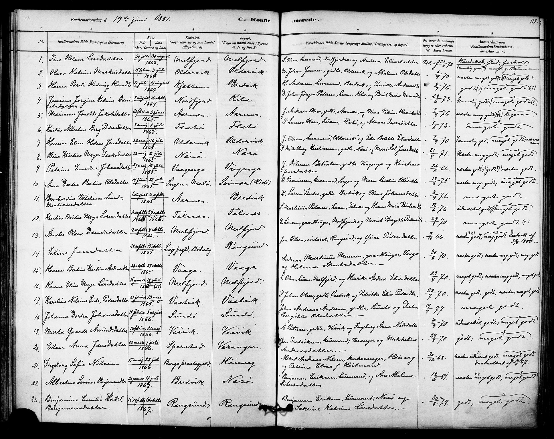 Ministerialprotokoller, klokkerbøker og fødselsregistre - Nordland, AV/SAT-A-1459/841/L0609: Parish register (official) no. 841A12, 1878-1901, p. 112