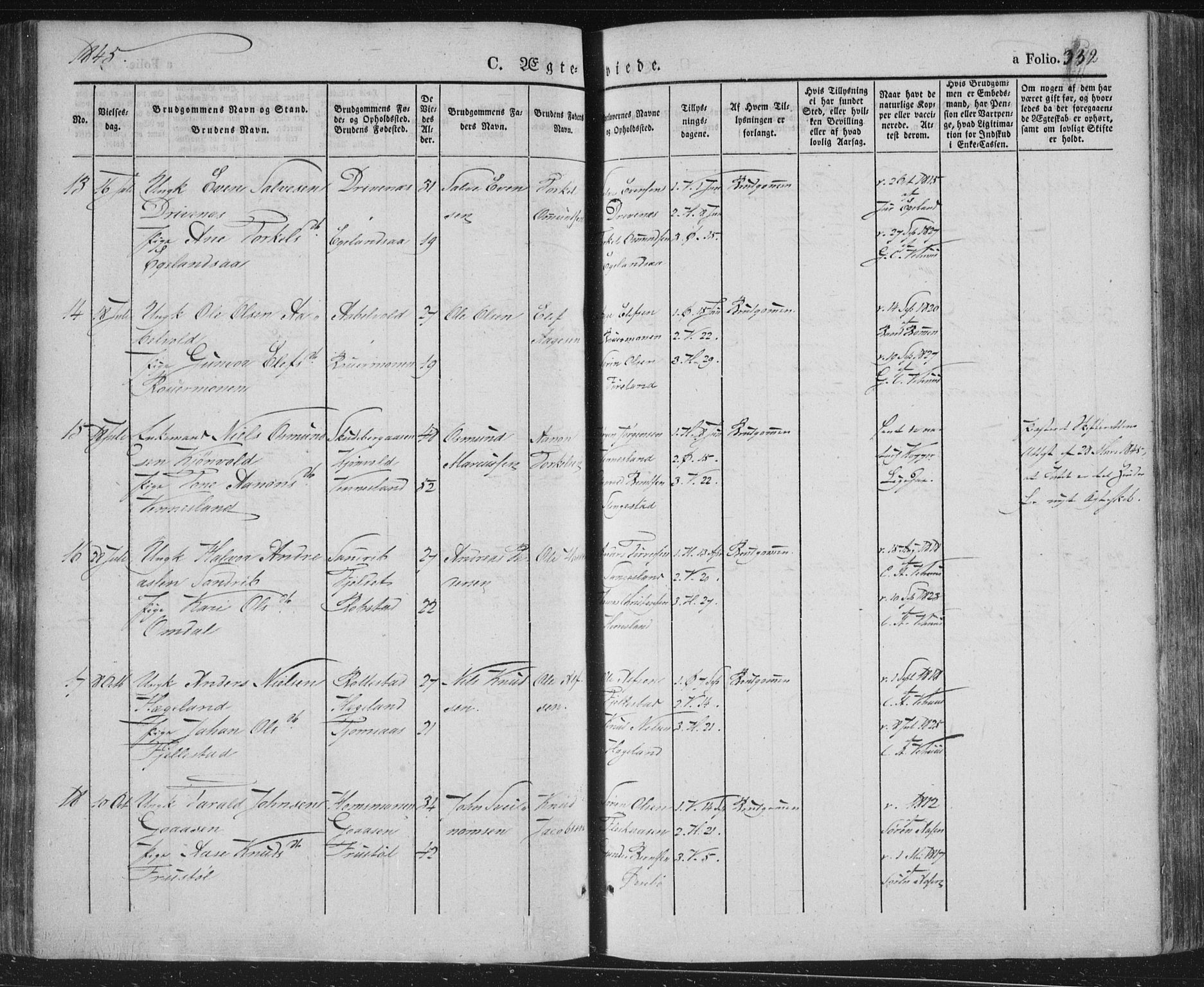 Vennesla sokneprestkontor, SAK/1111-0045/Fa/Fac/L0004: Parish register (official) no. A 4, 1834-1855, p. 352