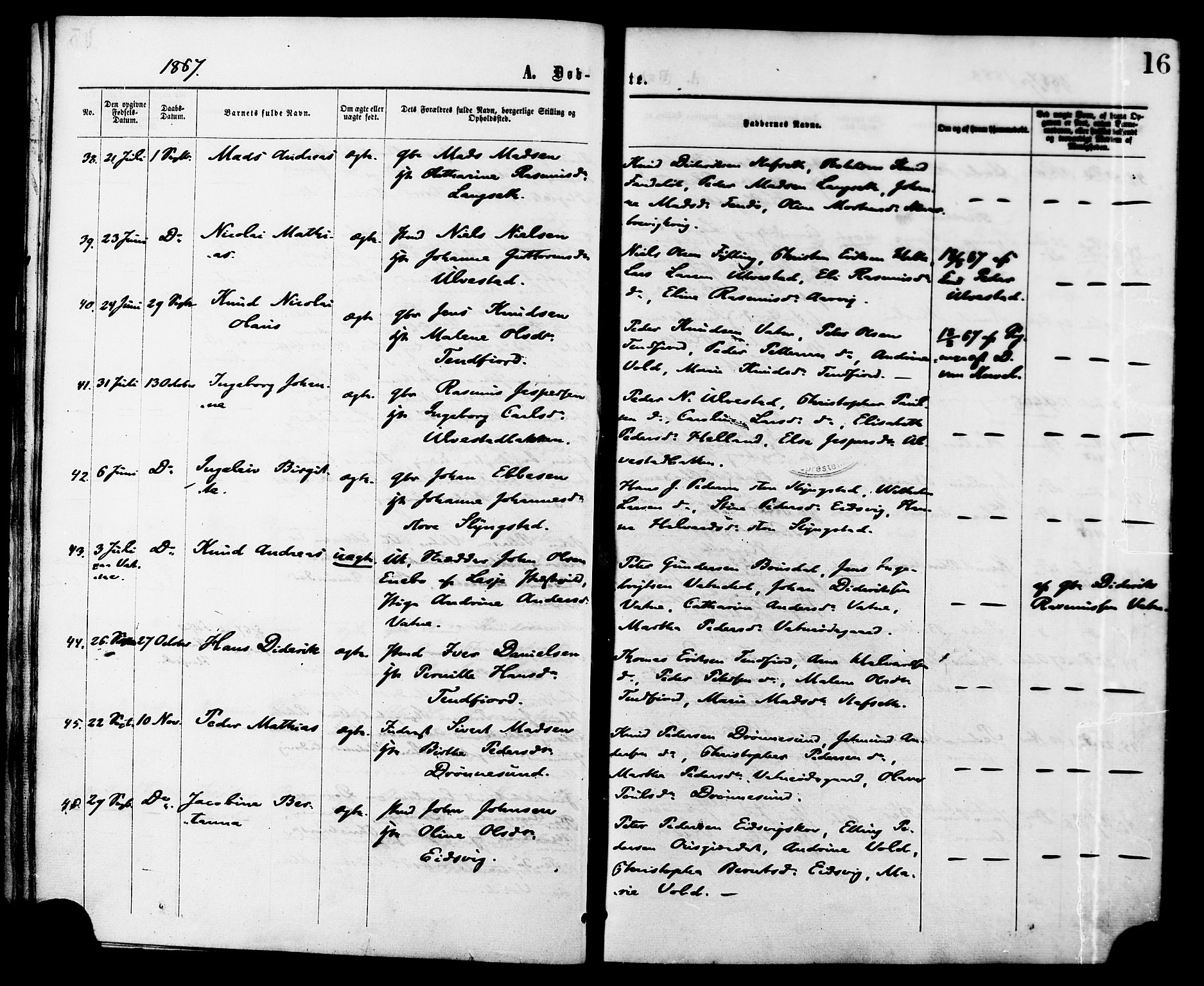 Ministerialprotokoller, klokkerbøker og fødselsregistre - Møre og Romsdal, AV/SAT-A-1454/525/L0373: Parish register (official) no. 525A03, 1864-1879, p. 16