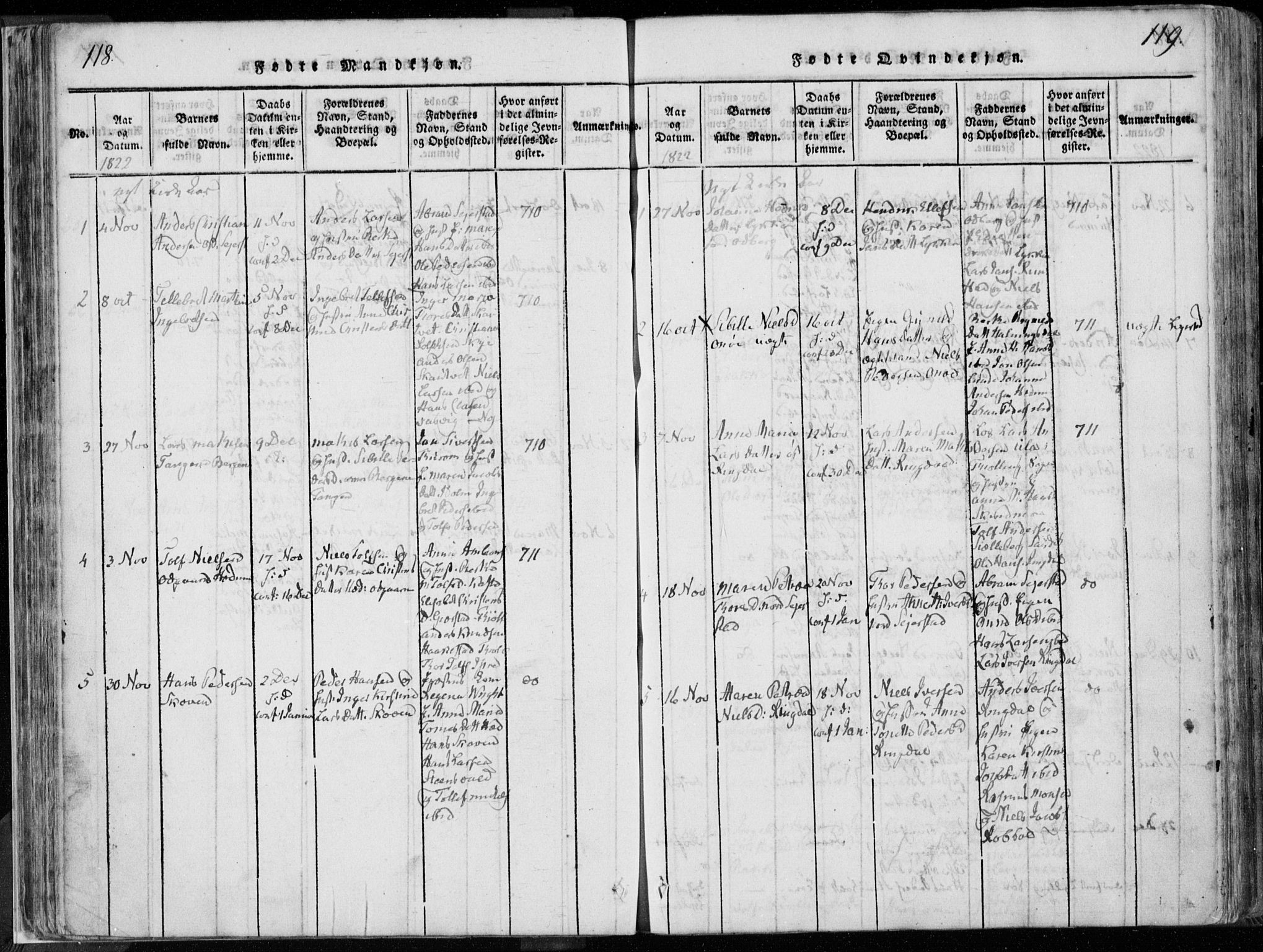 Hedrum kirkebøker, SAKO/A-344/F/Fa/L0004: Parish register (official) no. I 4, 1817-1835, p. 118-119