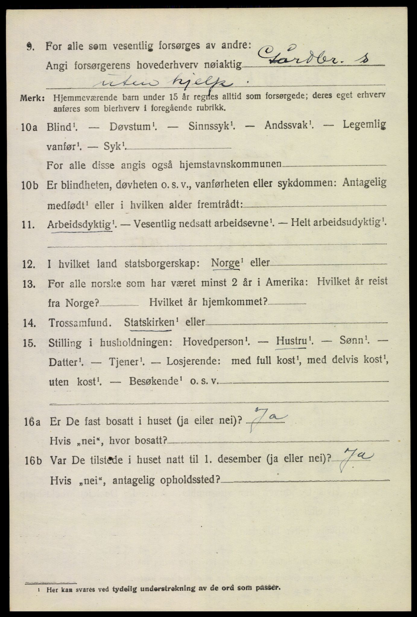 SAH, 1920 census for Vang (Hedmark), 1920, p. 18216