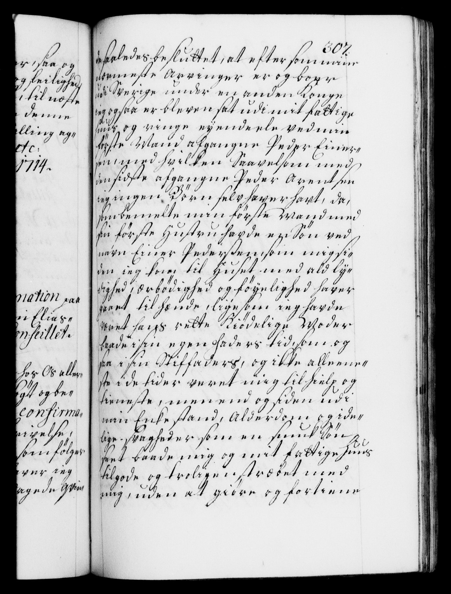 Danske Kanselli 1572-1799, AV/RA-EA-3023/F/Fc/Fca/Fcaa/L0021: Norske registre, 1712-1715, p. 307a