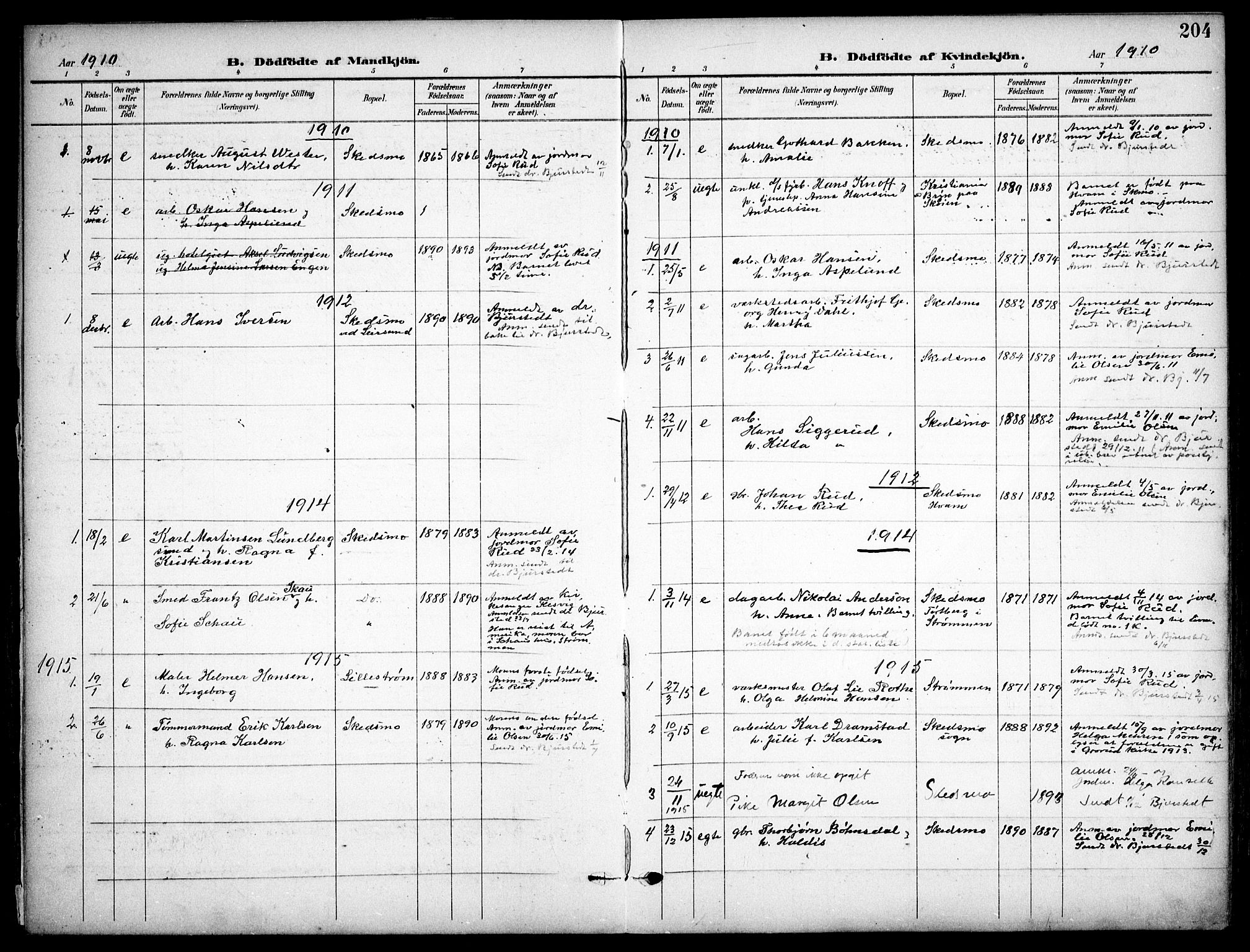 Skedsmo prestekontor Kirkebøker, AV/SAO-A-10033a/F/Fa/L0015: Parish register (official) no. I 15, 1902-1917, p. 204