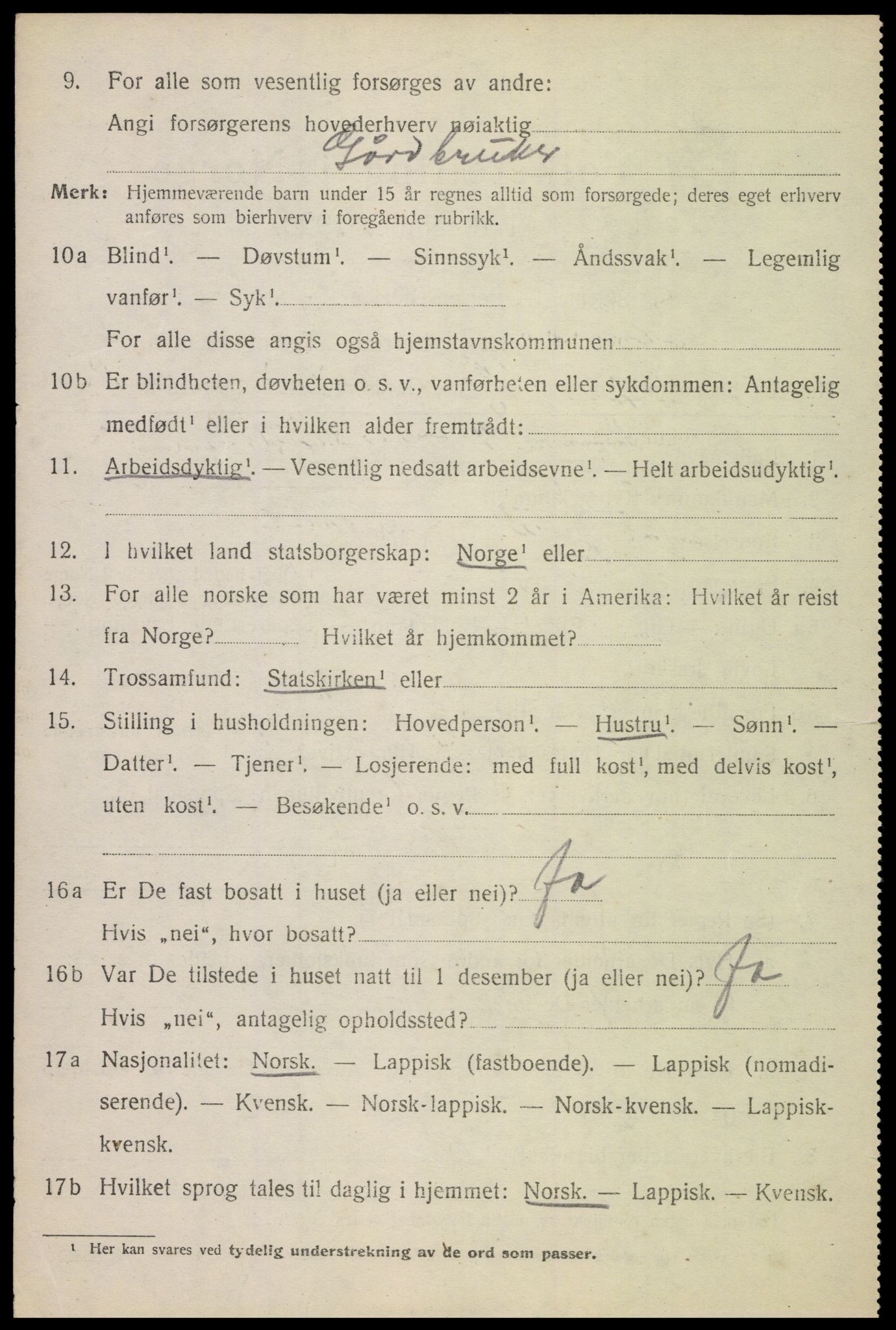 SAT, 1920 census for Evenes, 1920, p. 11885
