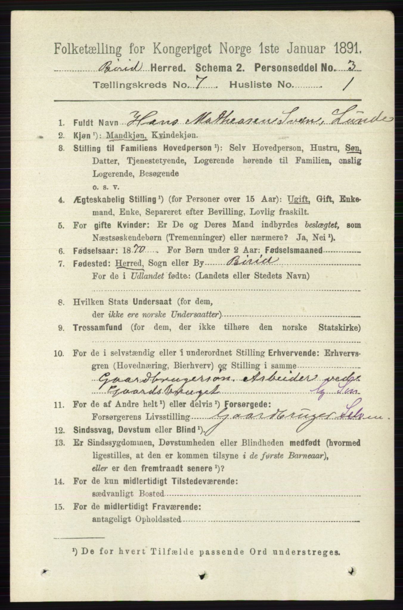 RA, 1891 census for 0525 Biri, 1891, p. 2451