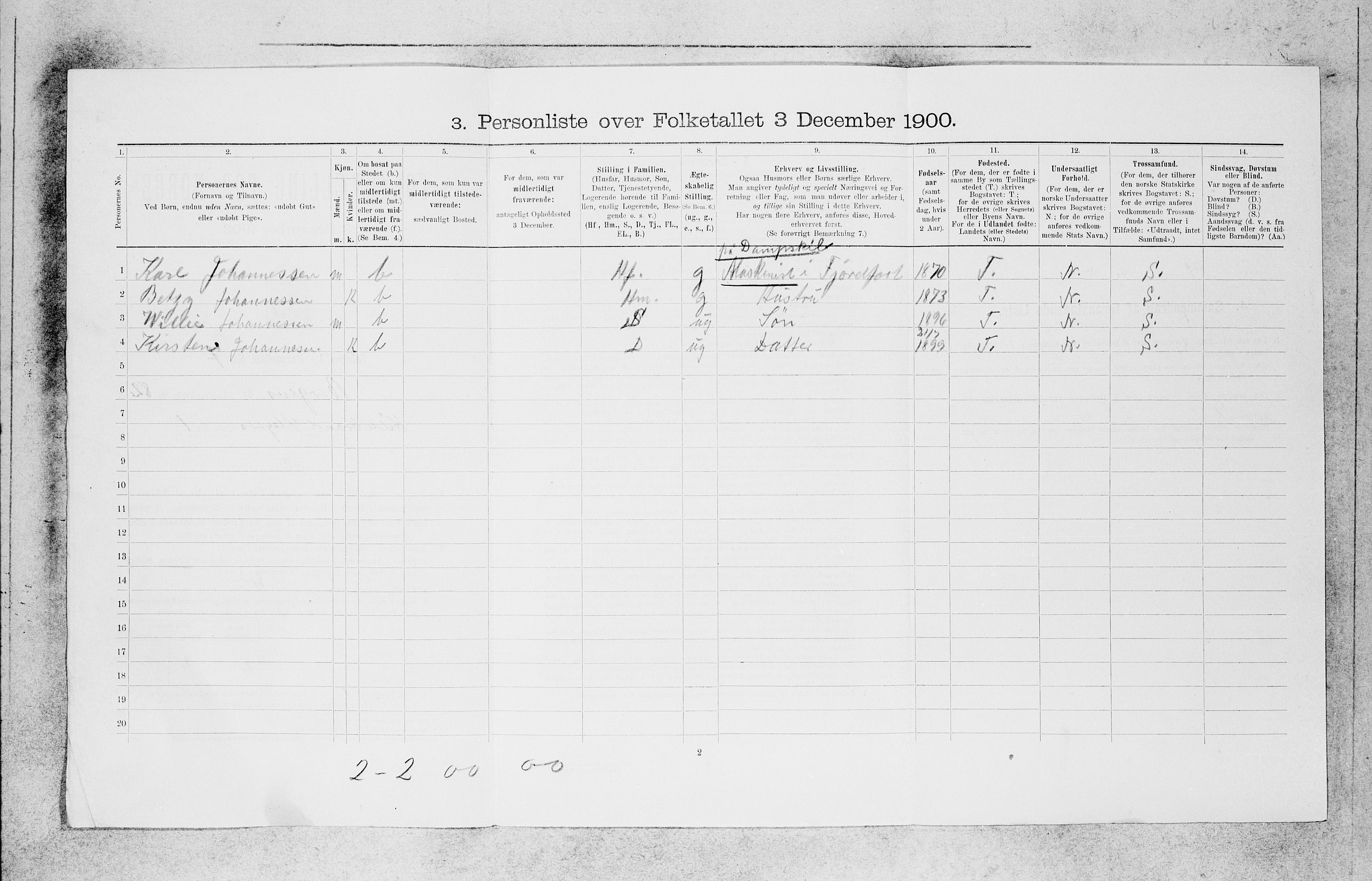 SAB, 1900 census for Bergen, 1900, p. 17210