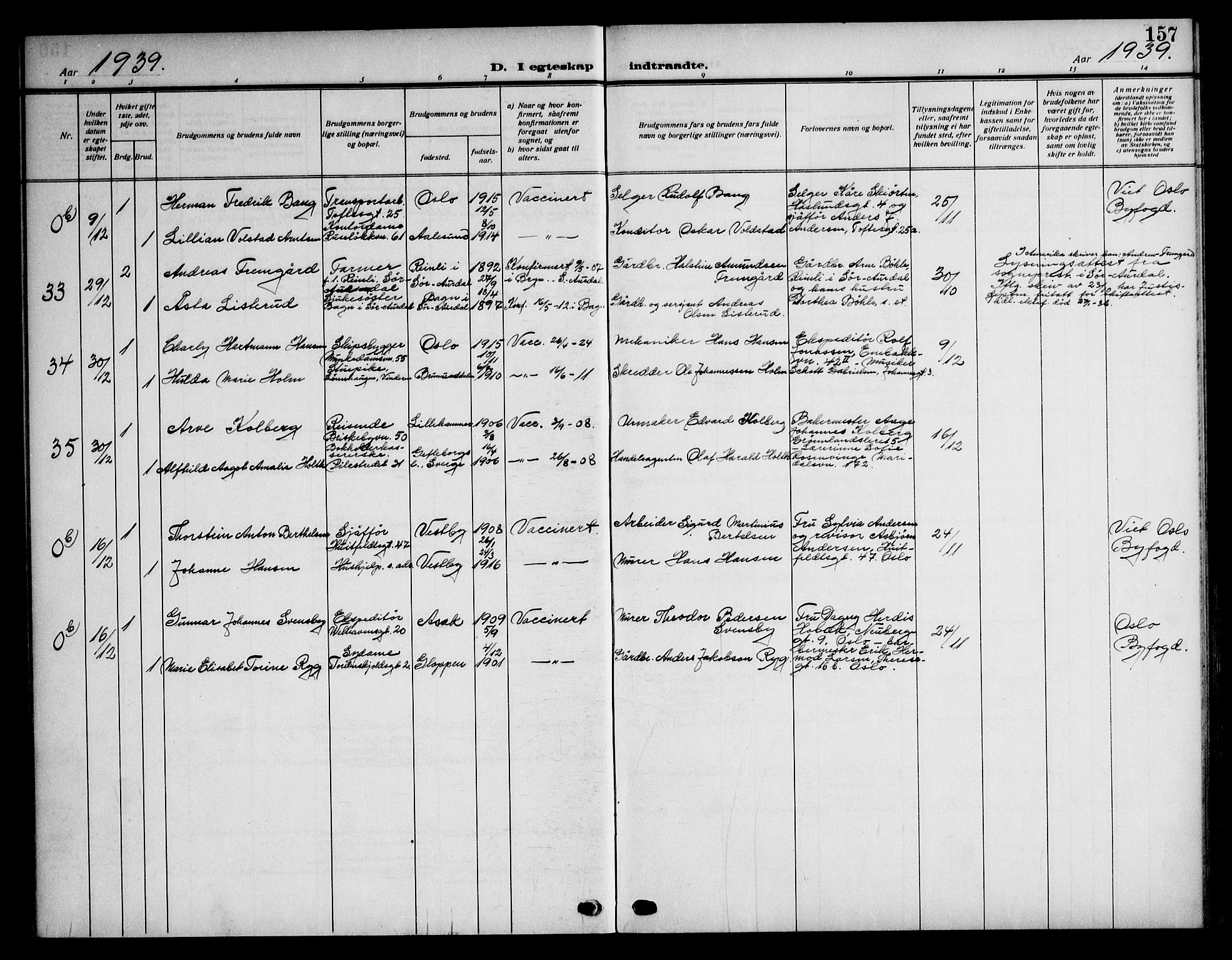 Piperviken prestekontor Kirkebøker, SAO/A-10874/F/L0002: Parish register (official) no. 2, 1911-1952, p. 157