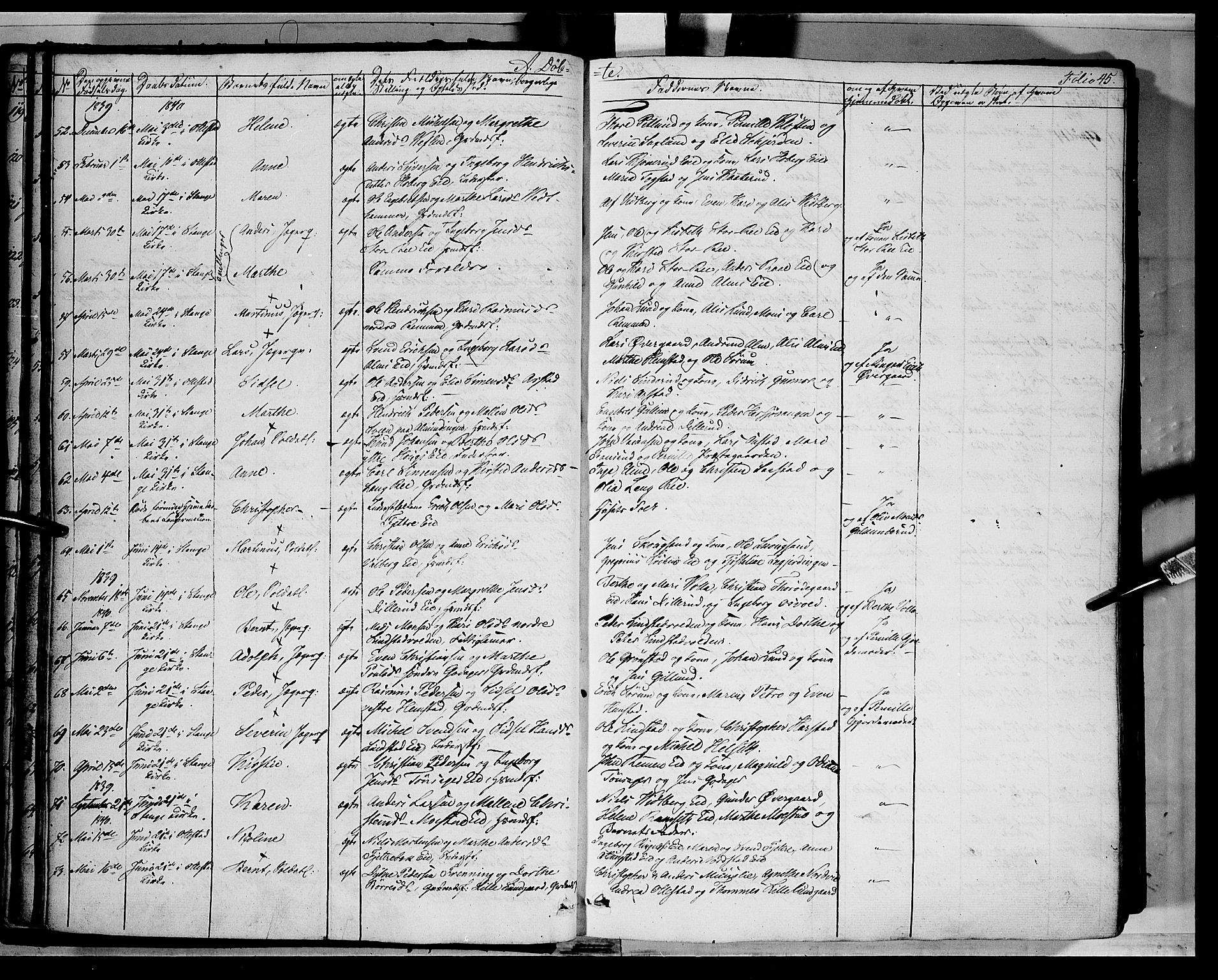 Stange prestekontor, AV/SAH-PREST-002/K/L0010: Parish register (official) no. 10, 1835-1845, p. 45