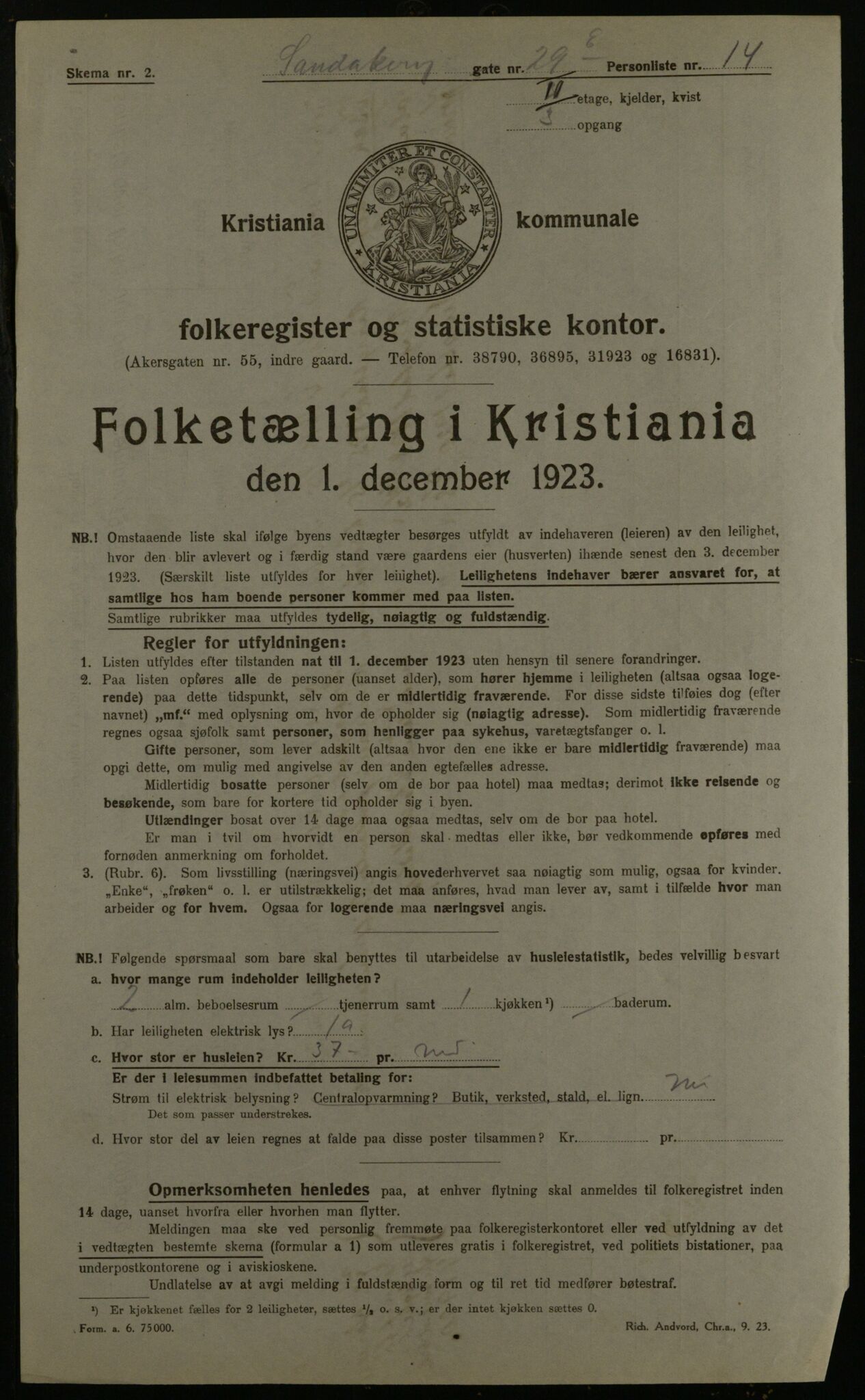 OBA, Municipal Census 1923 for Kristiania, 1923, p. 96188