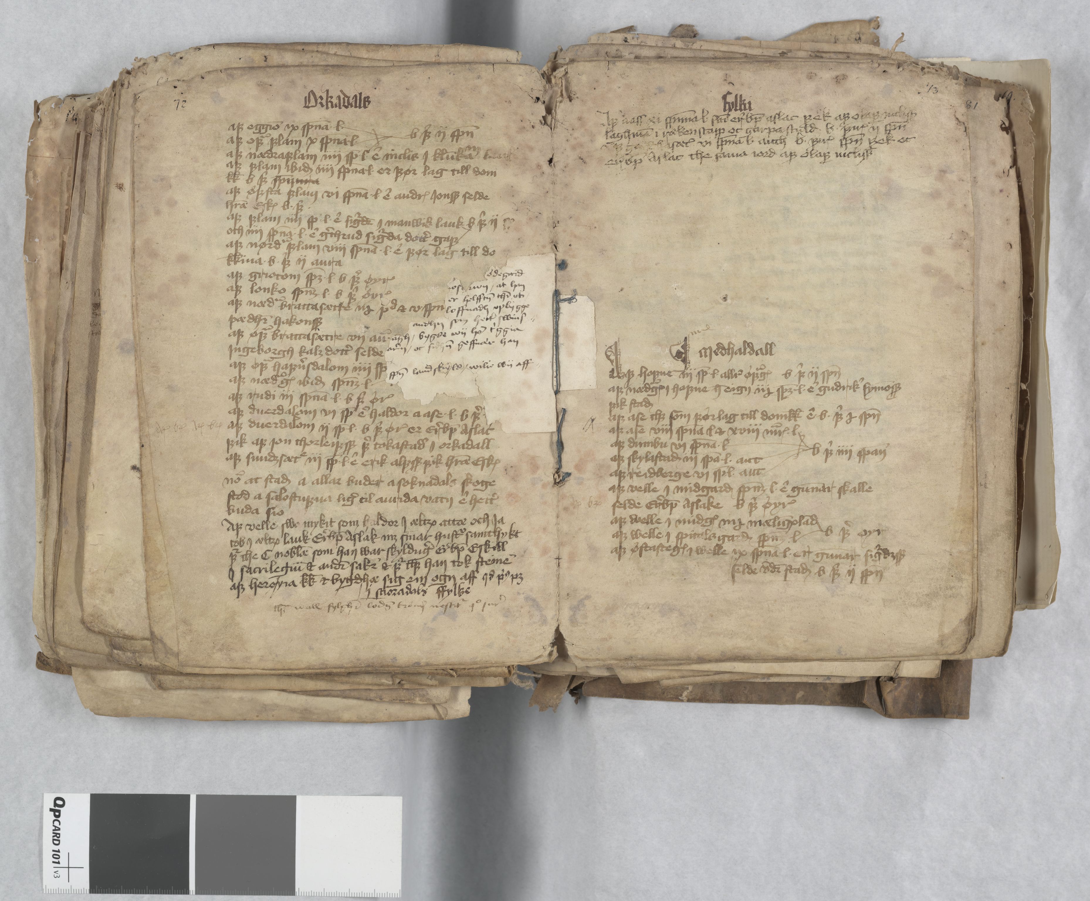 Riksarkivets diplomsamling, AV/RA-EA-5965/F13/F13c/L0001a/0001: NRA dipl. München papir, nr. 4292 Aslak Bolts jordebok. / 4292: Aslak Bolts jordebok, 1430-1439, p. 72-73