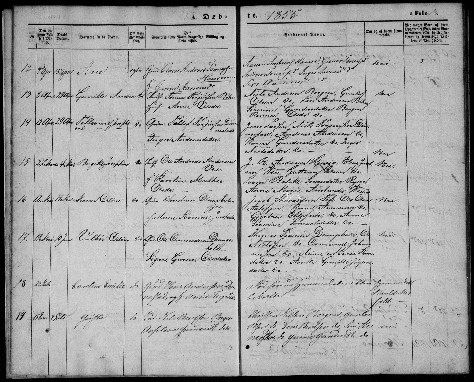 Tveit sokneprestkontor, AV/SAK-1111-0043/F/Fa/L0005: Parish register (official) no. A 5, 1853-1871, p. 13