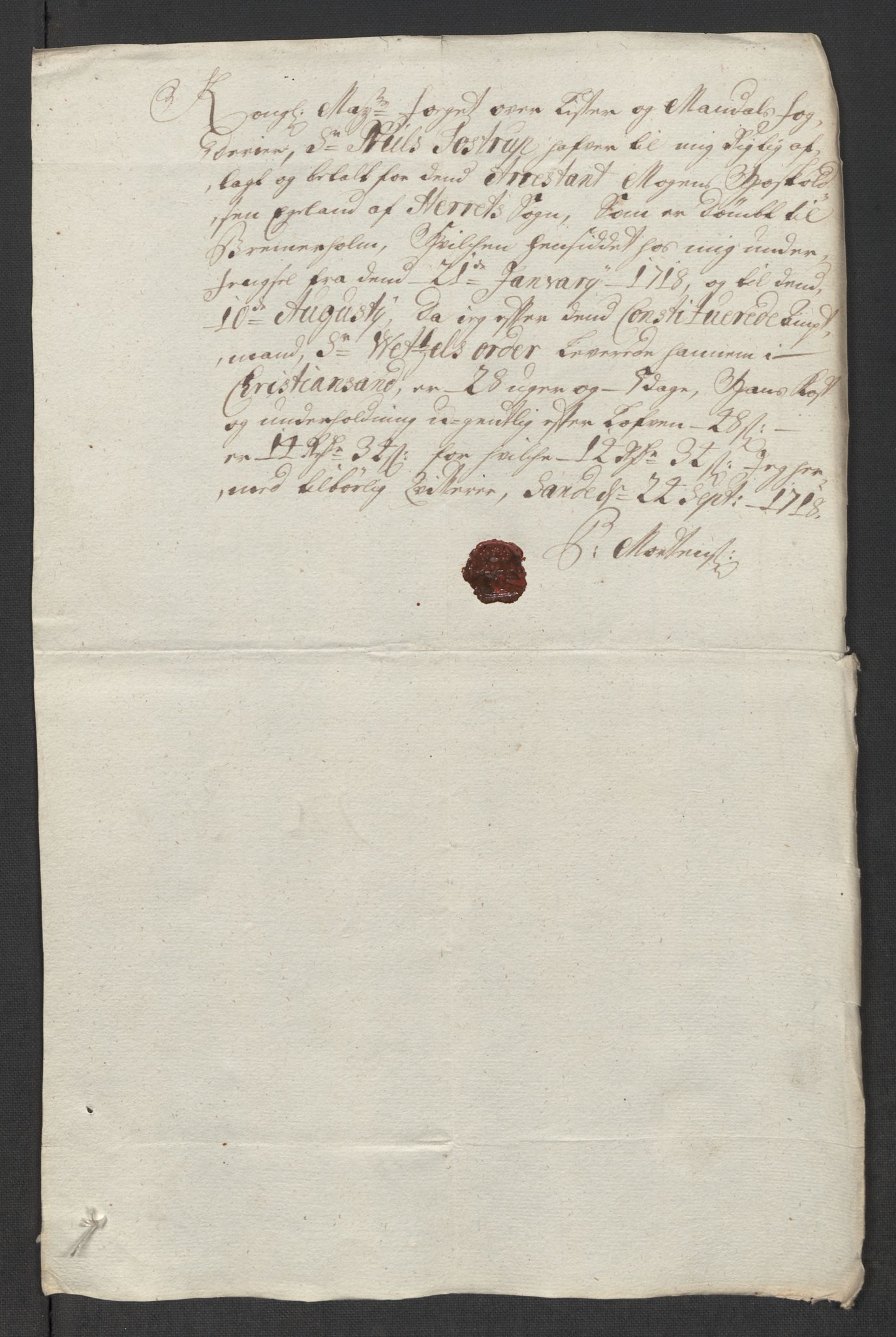 Rentekammeret inntil 1814, Reviderte regnskaper, Fogderegnskap, AV/RA-EA-4092/R43/L2563: Fogderegnskap Lista og Mandal, 1718, p. 224