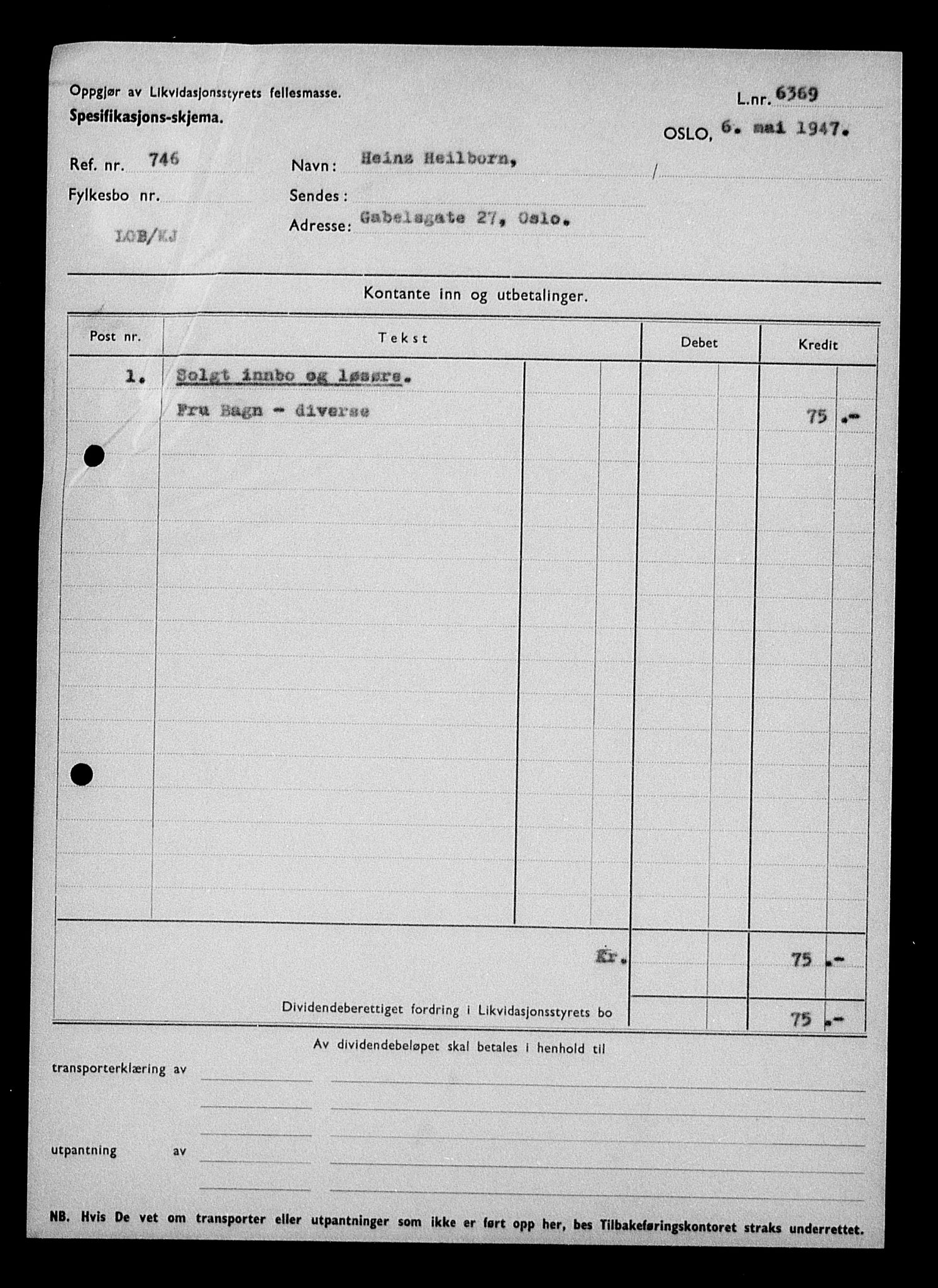 Justisdepartementet, Tilbakeføringskontoret for inndratte formuer, AV/RA-S-1564/H/Hc/Hcc/L0942: --, 1945-1947, p. 964