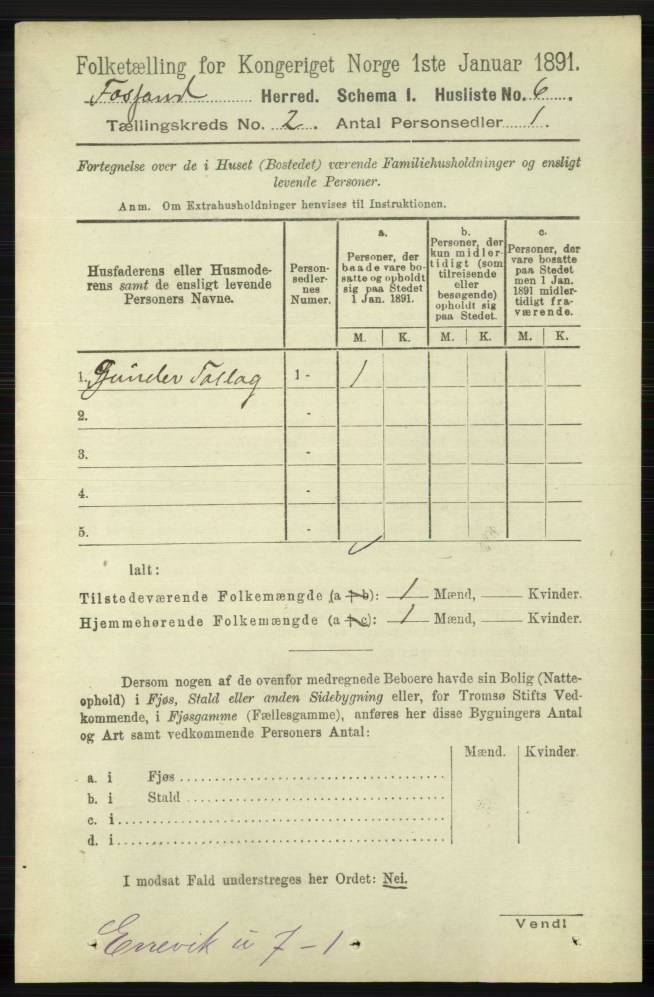 RA, 1891 census for 1129 Forsand, 1891, p. 189