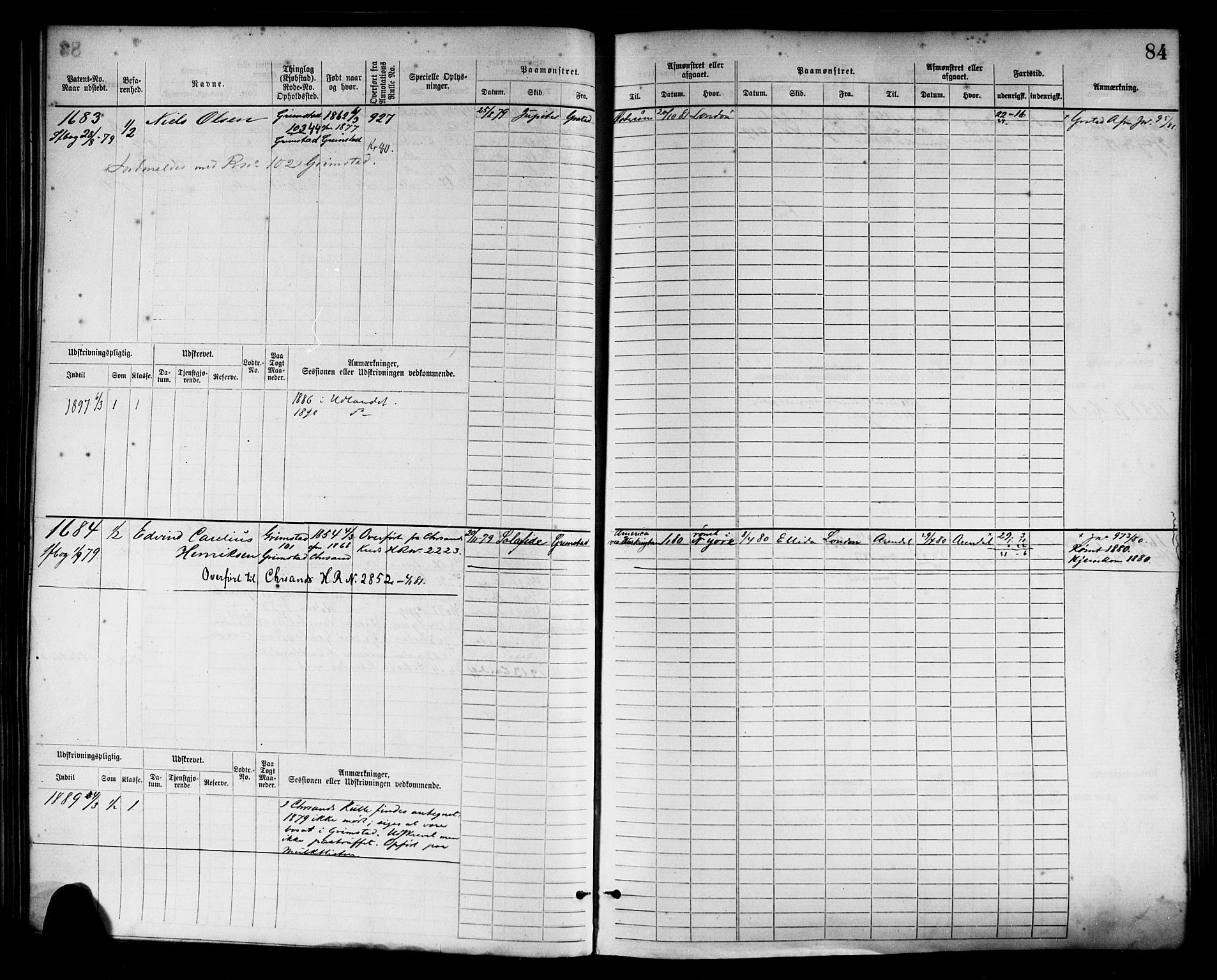 Grimstad mønstringskrets, AV/SAK-2031-0013/F/Fb/L0003: Hovedrulle nr 1517-2276, F-6, 1877-1888, p. 90