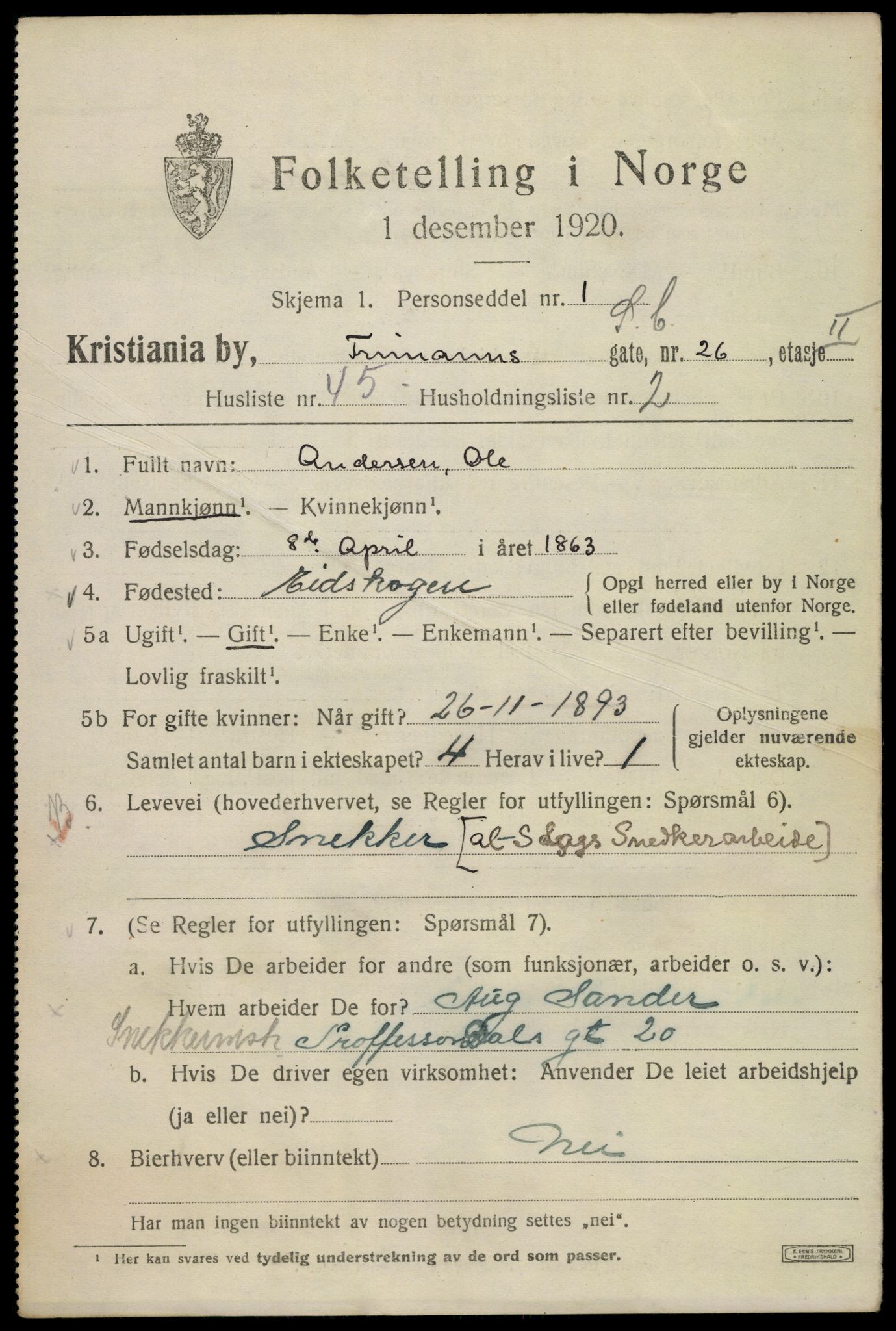 SAO, 1920 census for Kristiania, 1920, p. 239819