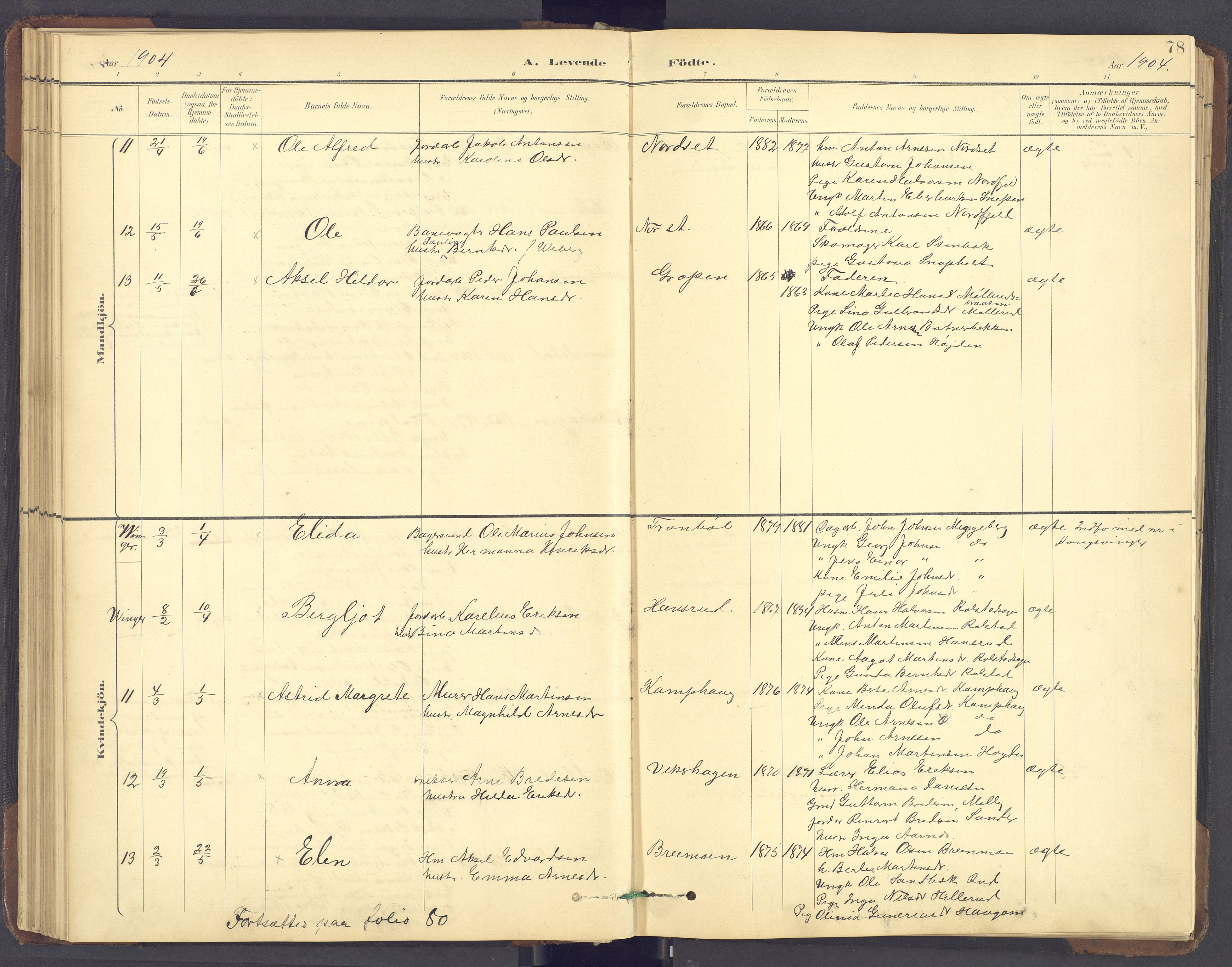 Brandval prestekontor, SAH/PREST-034/H/Ha/Hab/L0002: Parish register (copy) no. 2, 1895-1904, p. 78