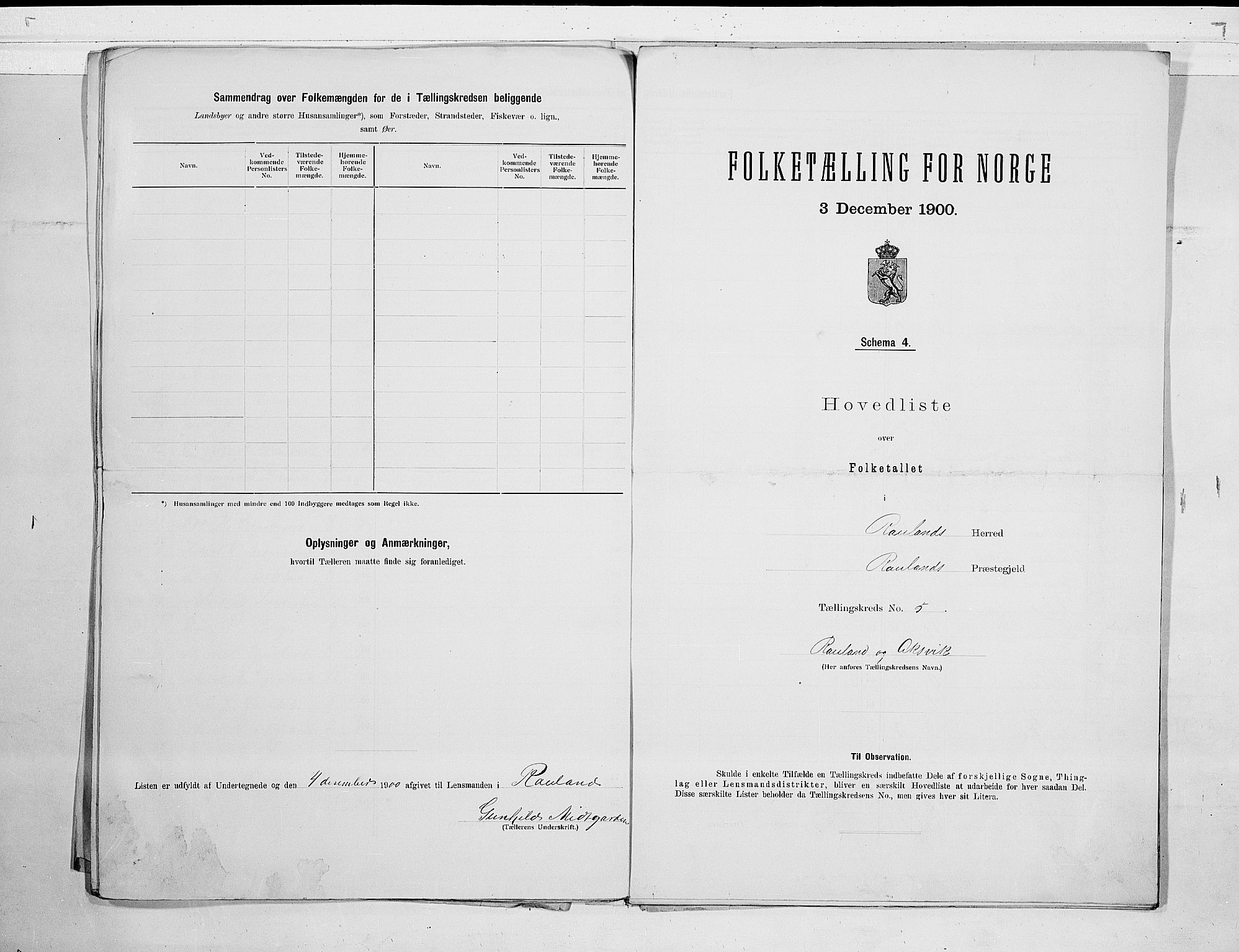 SAKO, 1900 census for Rauland, 1900, p. 12