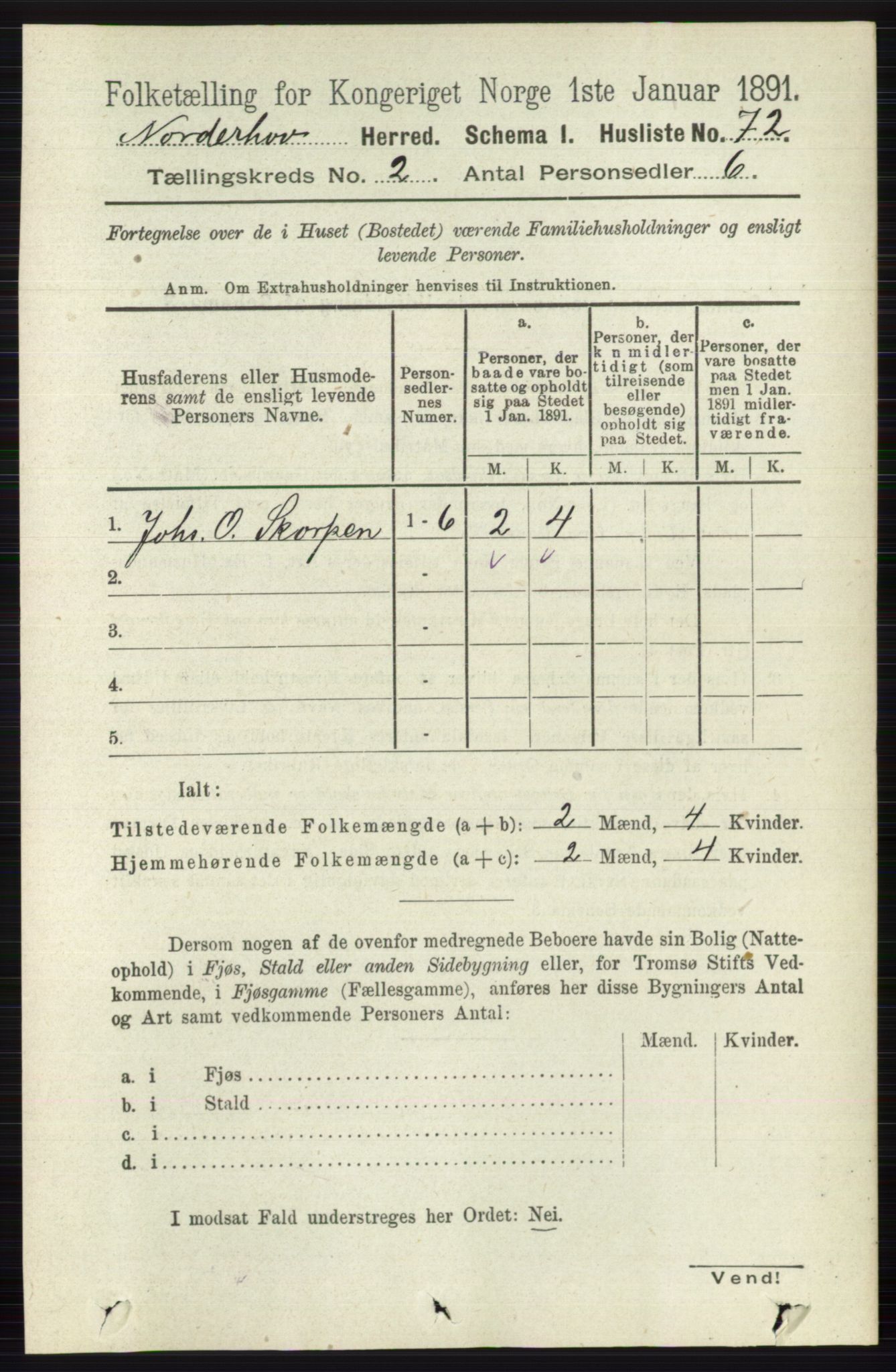 RA, 1891 census for 0613 Norderhov, 1891, p. 690