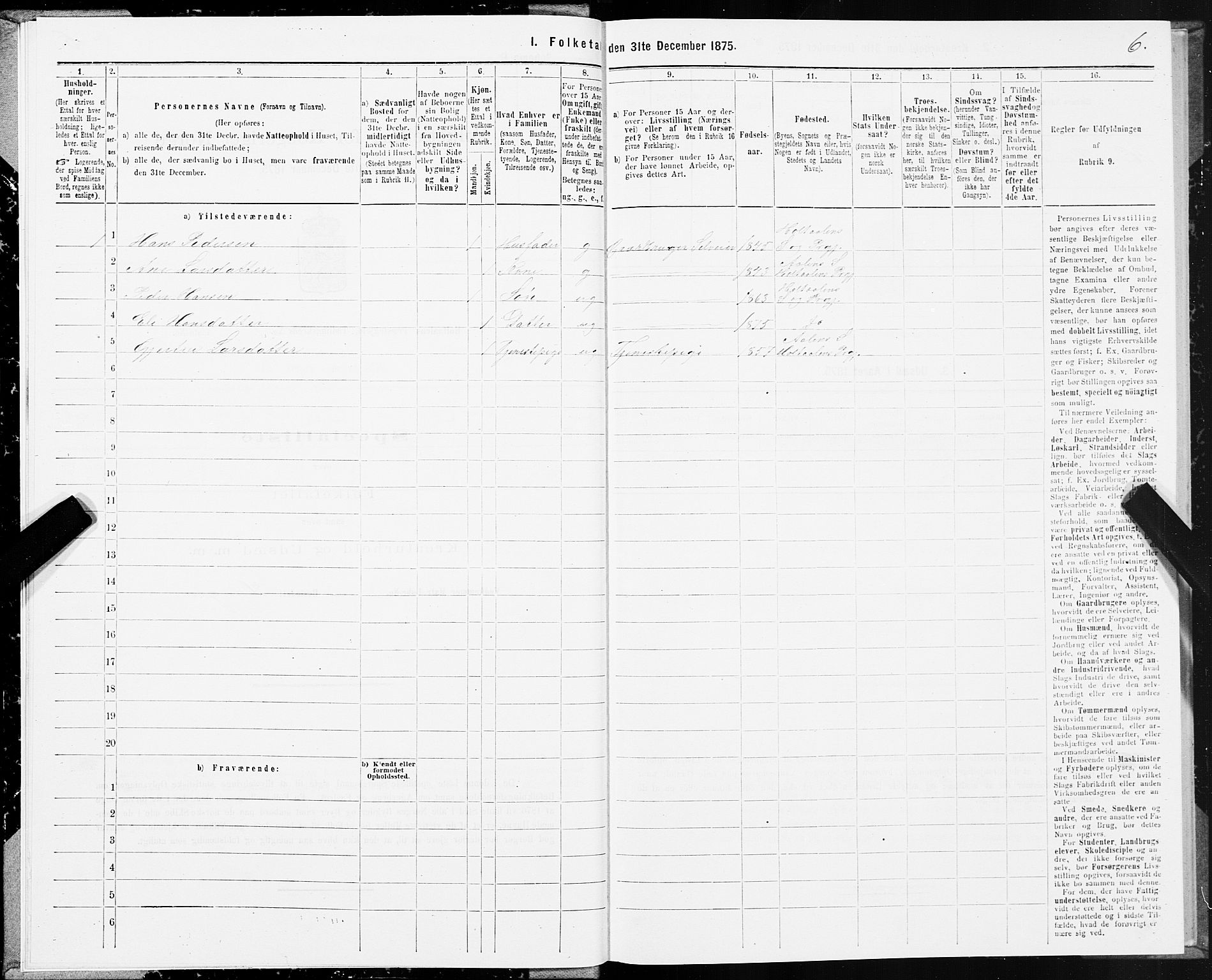 SAT, 1875 census for 1645P Haltdalen, 1875, p. 1006