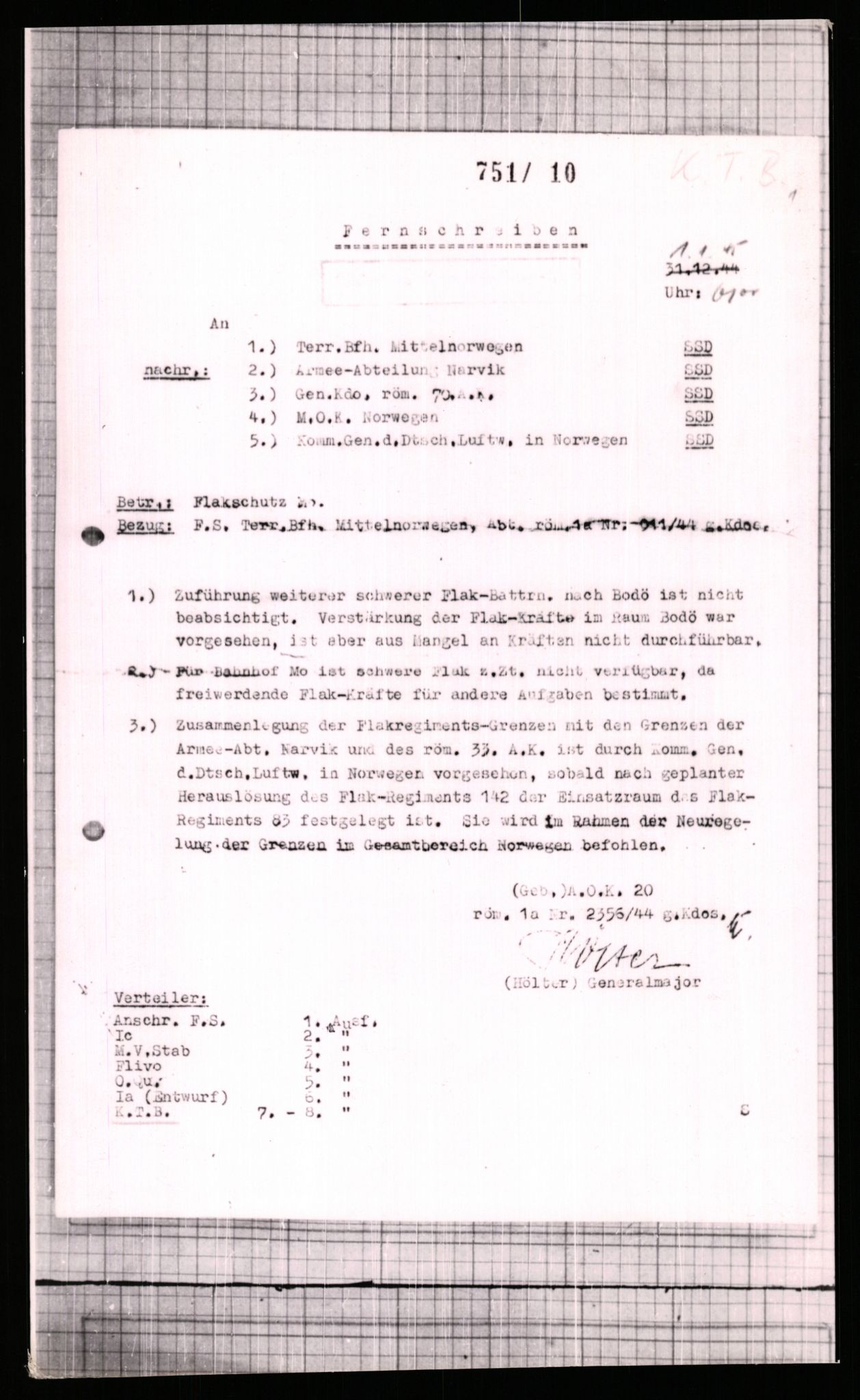 Forsvarets Overkommando. 2 kontor. Arkiv 11.4. Spredte tyske arkivsaker, AV/RA-RAFA-7031/D/Dar/Dara/L0006: Krigsdagbøker for 20. Gebirgs-Armee-Oberkommando (AOK 20), 1945, p. 20