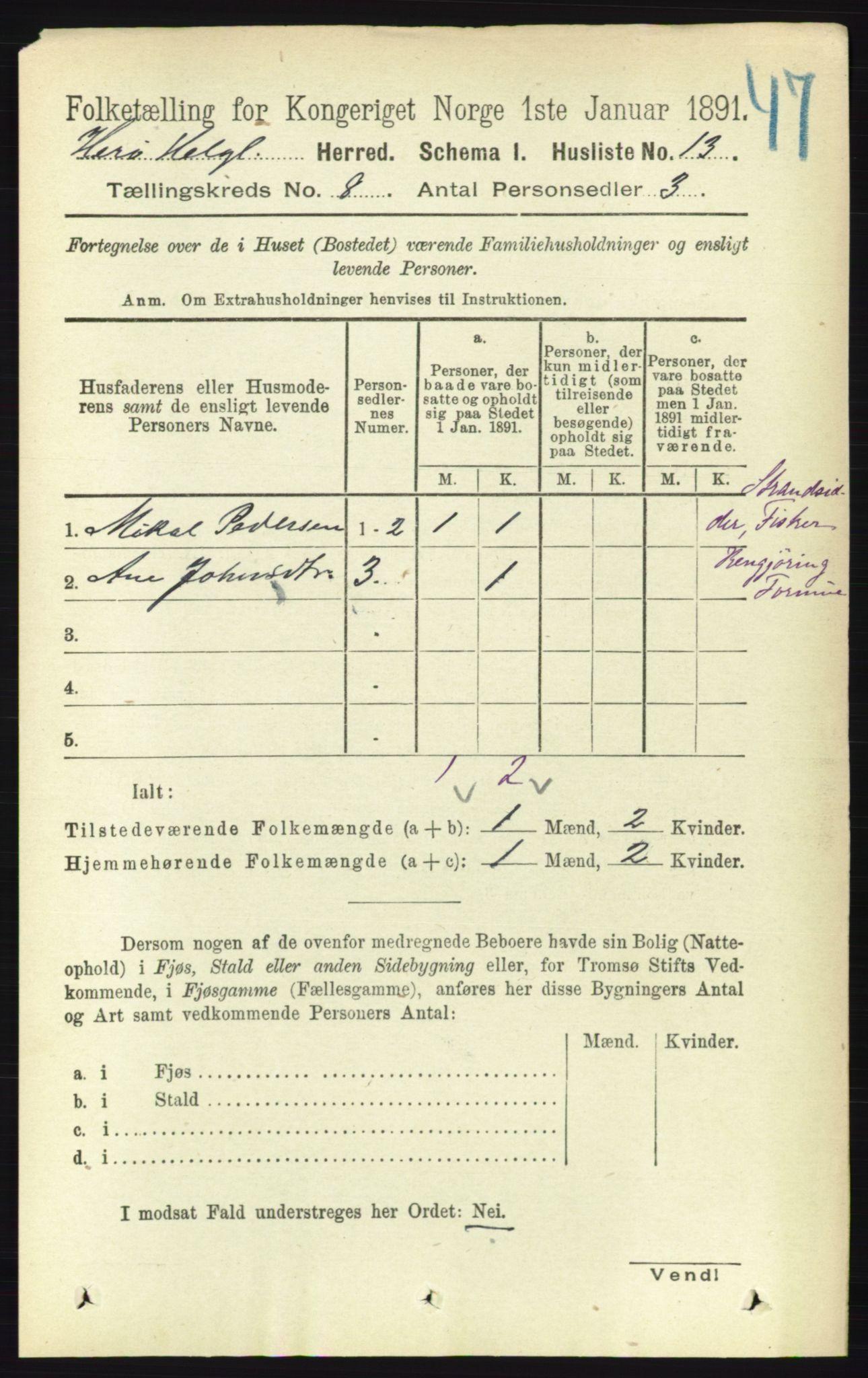 RA, 1891 census for 1818 Herøy, 1891, p. 2466