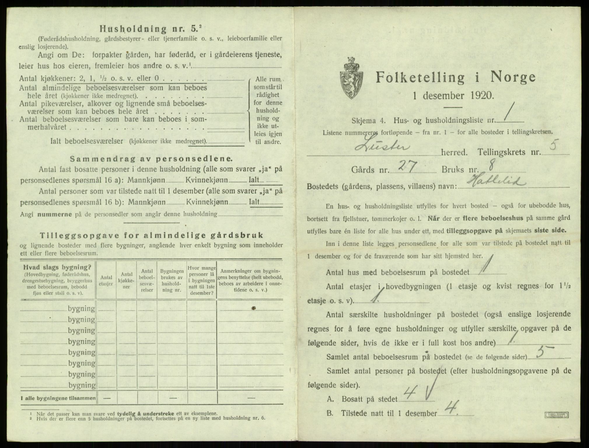 SAB, 1920 census for Luster, 1920, p. 456