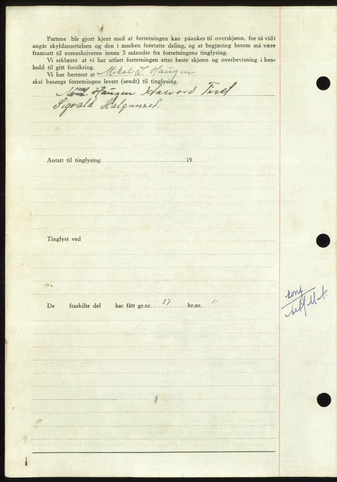 Nordmøre sorenskriveri, AV/SAT-A-4132/1/2/2Ca: Mortgage book no. A110, 1948-1949, Diary no: : 14/1949