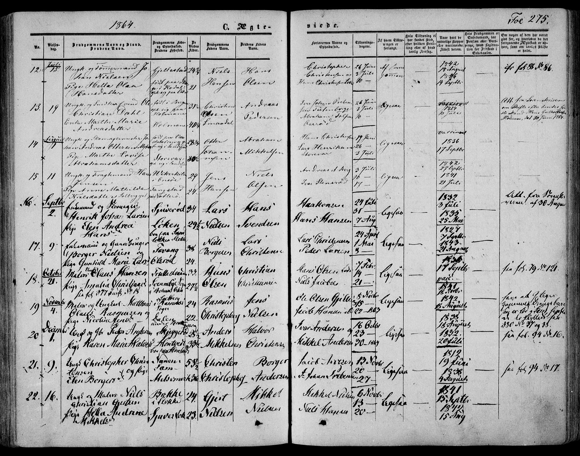 Stokke kirkebøker, SAKO/A-320/F/Fa/L0008: Parish register (official) no. I 8, 1858-1871, p. 275
