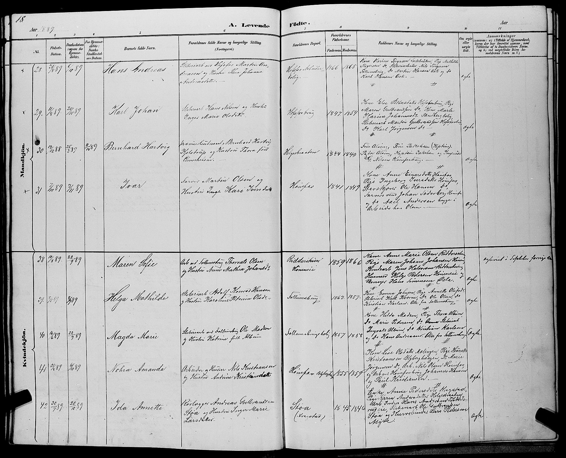 Hønefoss kirkebøker, SAKO/A-609/G/Ga/L0002: Parish register (copy) no. 2, 1888-1904, p. 18