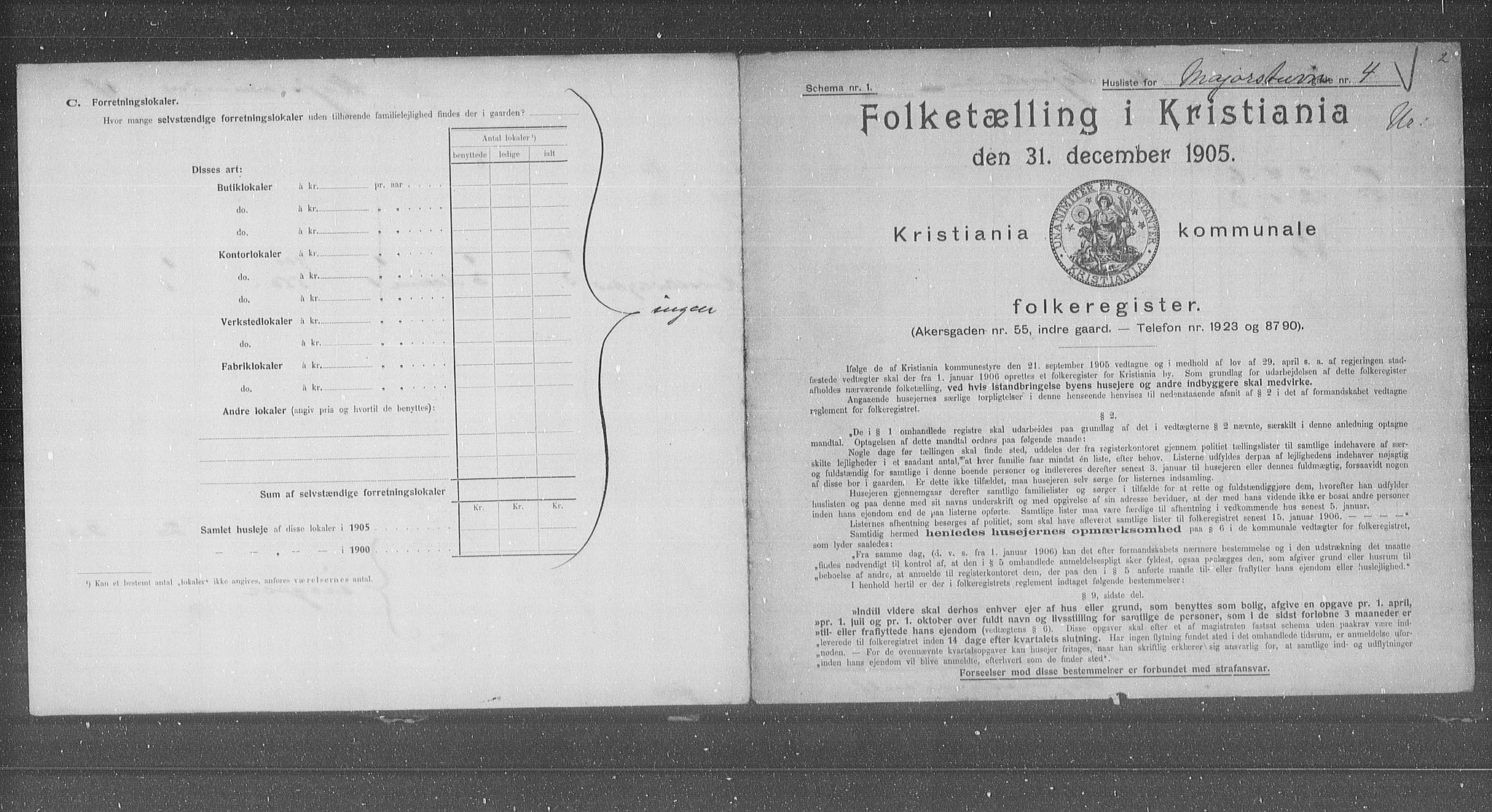 OBA, Municipal Census 1905 for Kristiania, 1905, p. 31266