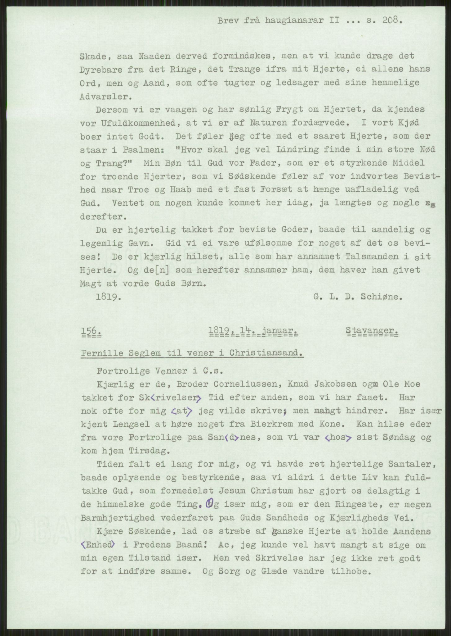 Samlinger til kildeutgivelse, Haugianerbrev, AV/RA-EA-6834/F/L0002: Haugianerbrev II: 1805-1821, 1805-1821, p. 208