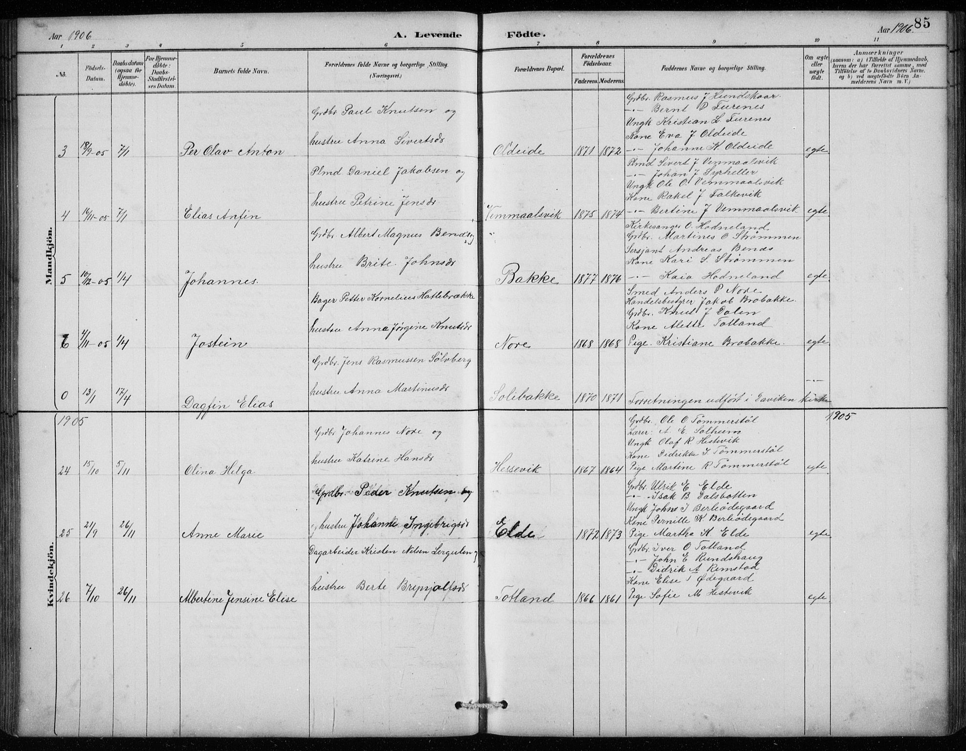 Davik sokneprestembete, AV/SAB-A-79701/H/Hab/Habc/L0002: Parish register (copy) no. C 2, 1889-1906, p. 85