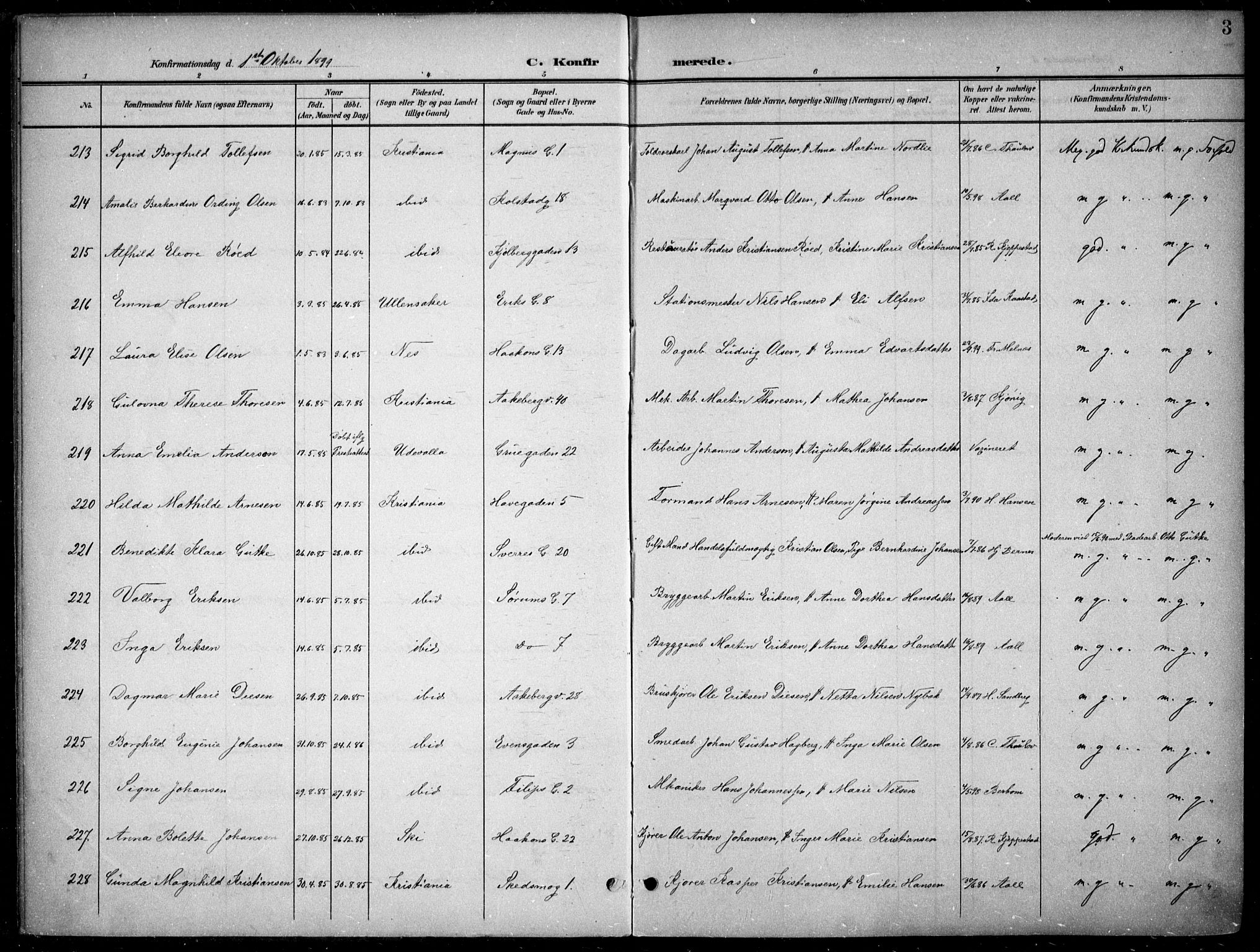 Kampen prestekontor Kirkebøker, AV/SAO-A-10853/F/Fa/L0009: Parish register (official) no. I 9, 1899-1911, p. 3