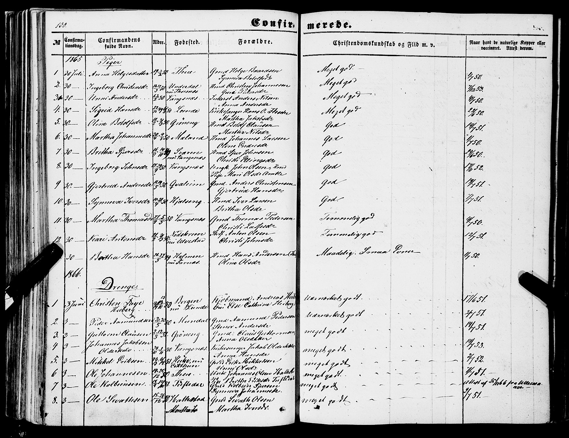 Balestrand sokneprestembete, AV/SAB-A-79601/H/Haa/Haaa/L0002: Parish register (official) no. A 2, 1847-1866, p. 130