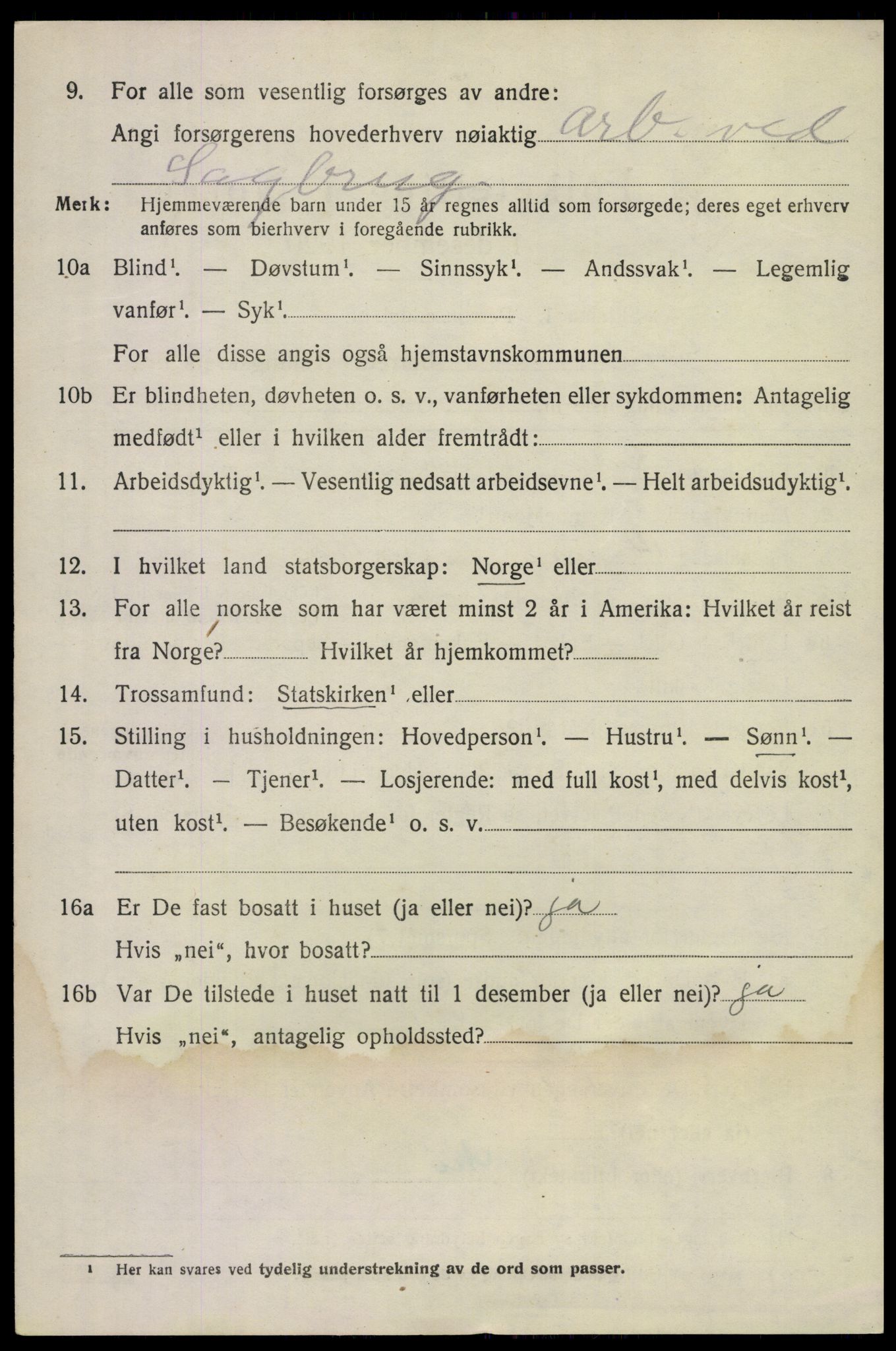 SAKO, 1920 census for Gransherad, 1920, p. 2309