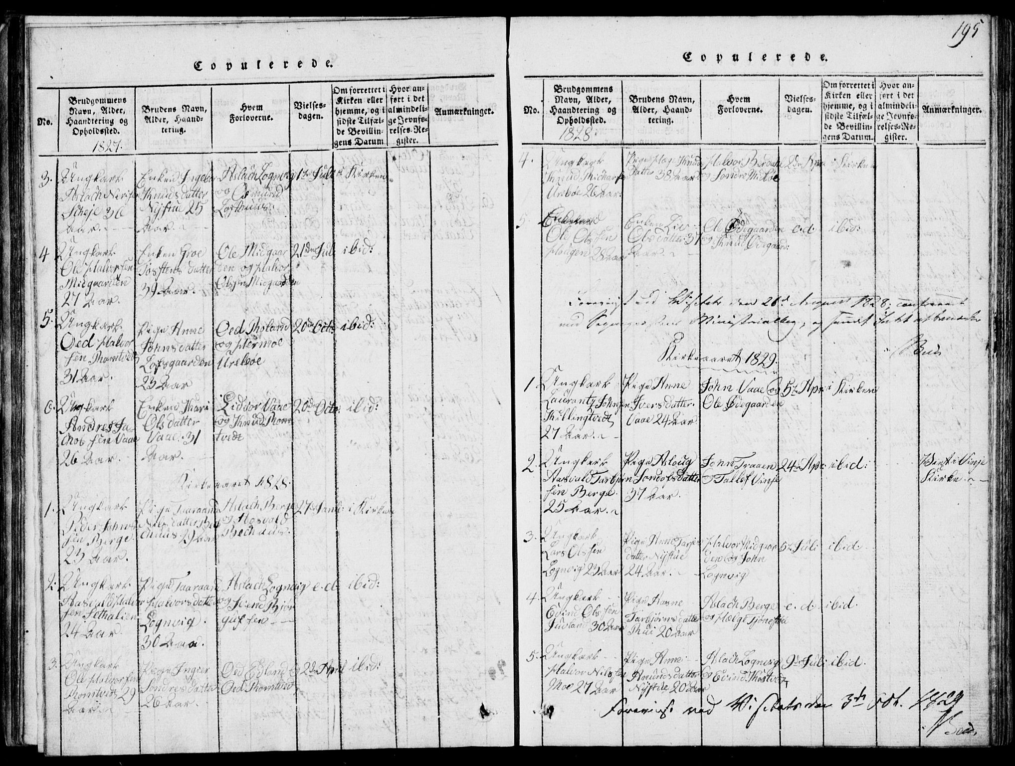 Rauland kirkebøker, SAKO/A-292/G/Ga/L0001: Parish register (copy) no. I 1, 1814-1843, p. 195