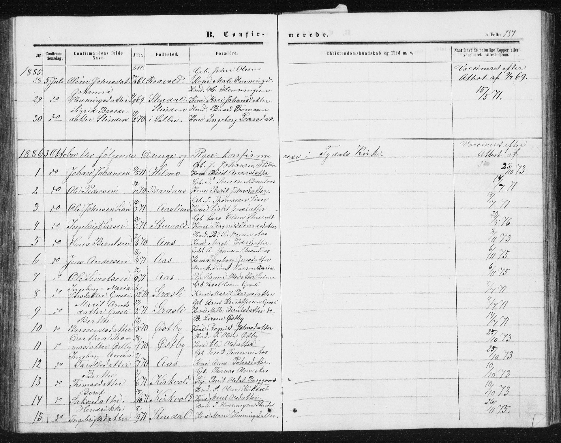 Ministerialprotokoller, klokkerbøker og fødselsregistre - Sør-Trøndelag, SAT/A-1456/698/L1166: Parish register (copy) no. 698C03, 1861-1887, p. 151