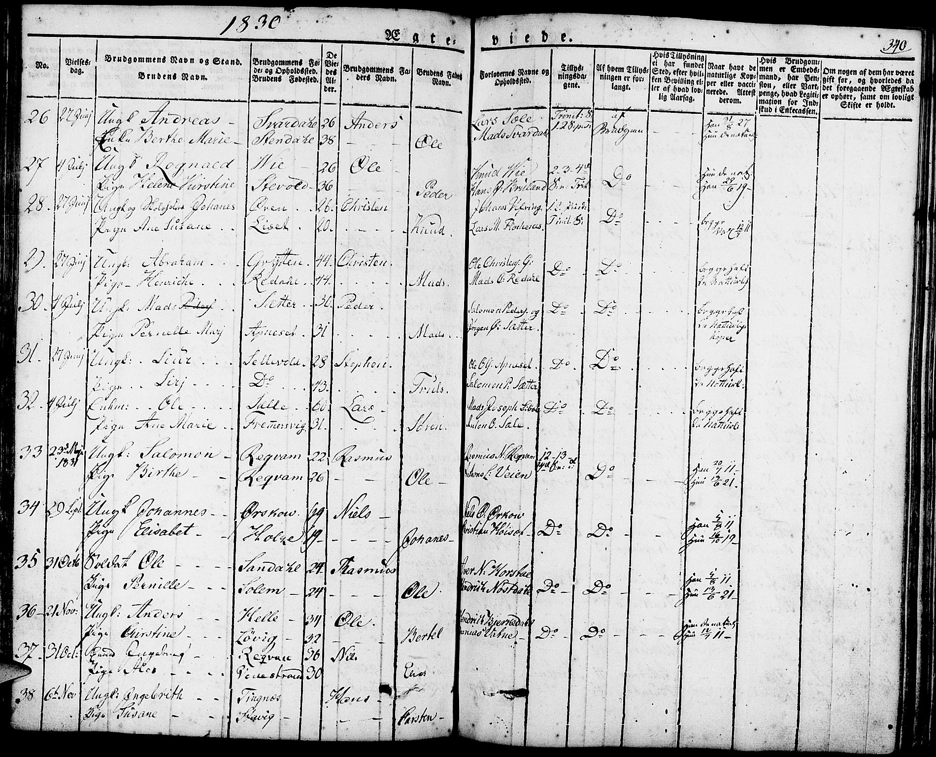 Førde sokneprestembete, SAB/A-79901/H/Haa/Haaa/L0006: Parish register (official) no. A 6, 1821-1842, p. 340
