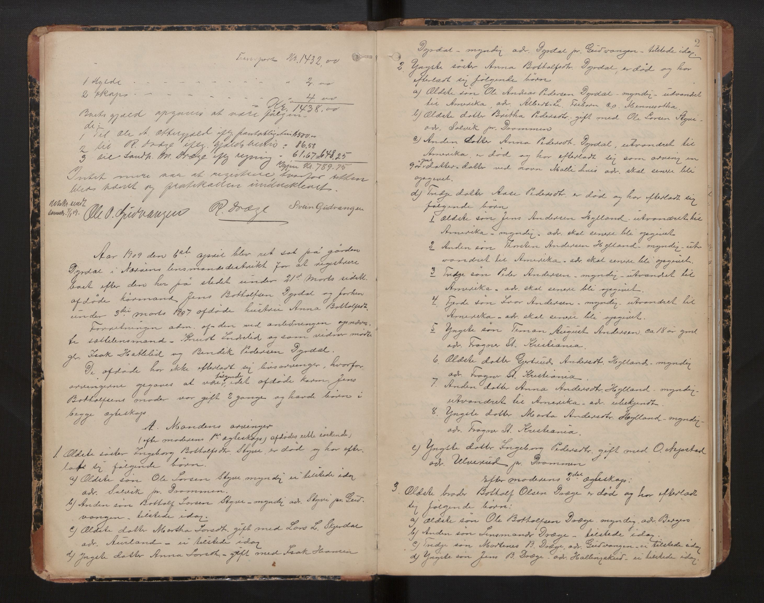 Lensmannen i Aurland, AV/SAB-A-26401/0006/L0007: Registreringsprotokoll, 1908-1938, p. 1b-2a