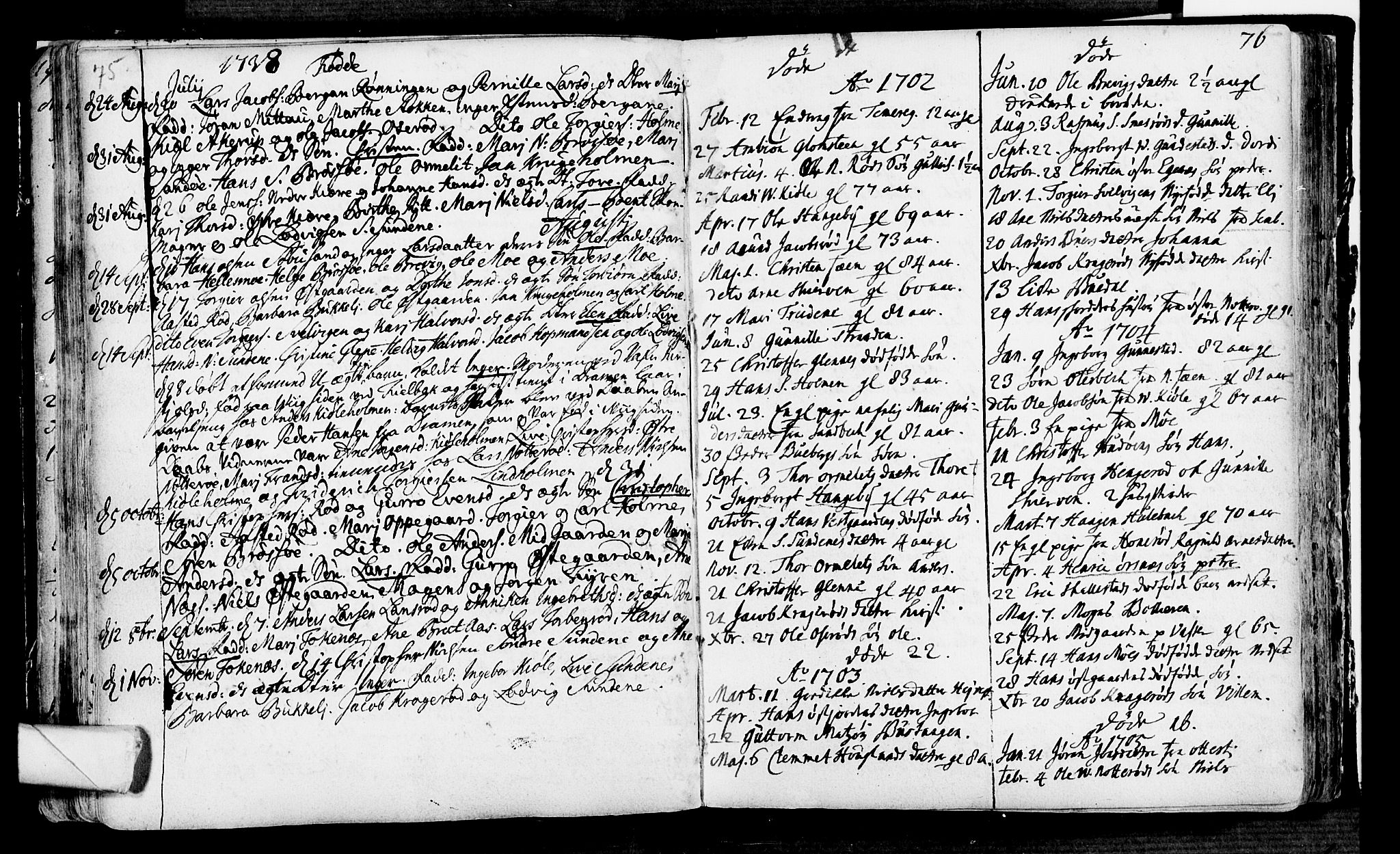 Nøtterøy kirkebøker, SAKO/A-354/F/Fa/L0001: Parish register (official) no. I 1, 1686-1738, p. 75-76