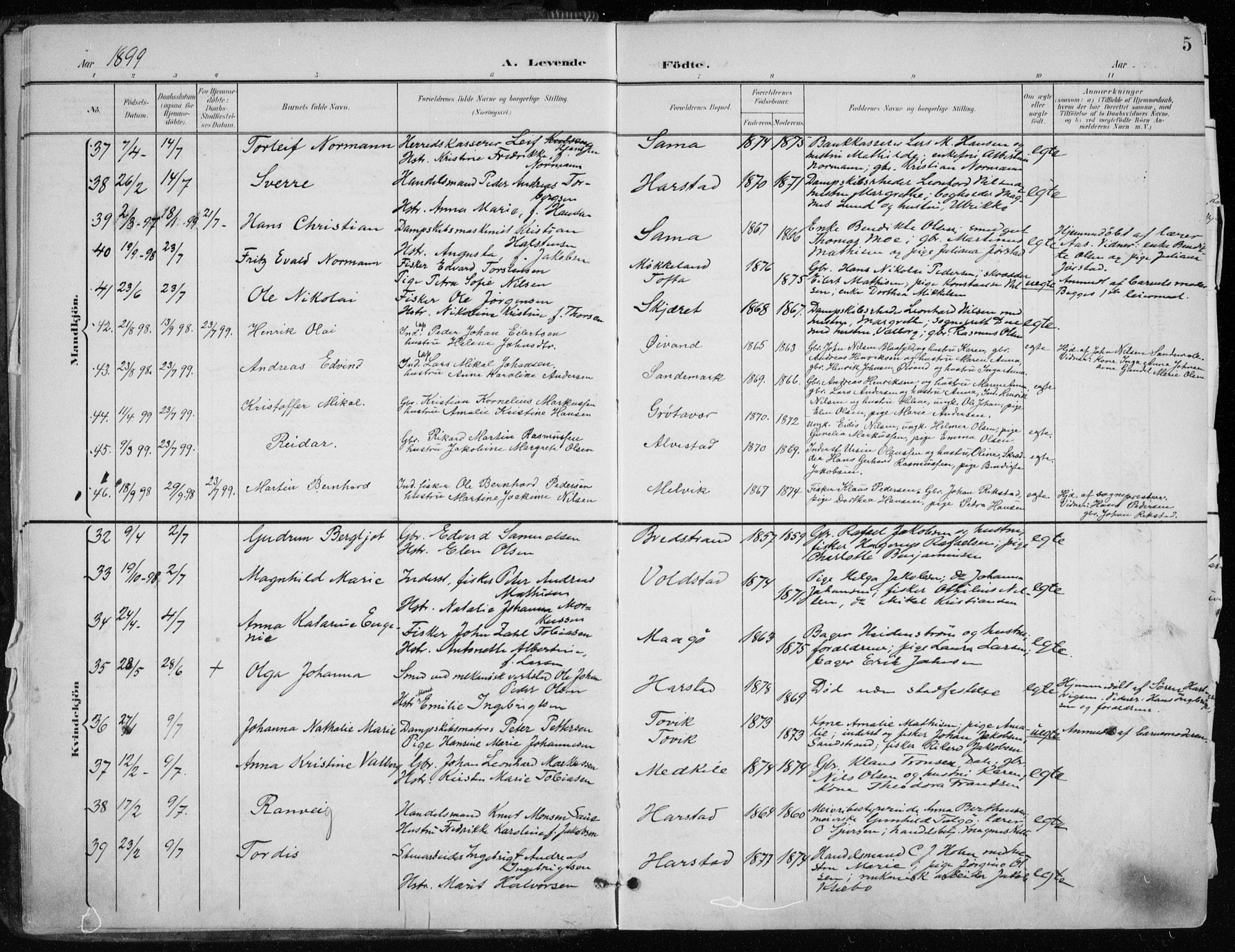 Trondenes sokneprestkontor, SATØ/S-1319/H/Ha/L0017kirke: Parish register (official) no. 17, 1899-1908, p. 5