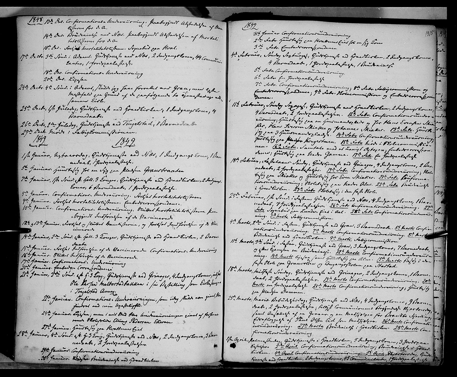 Gran prestekontor, AV/SAH-PREST-112/H/Ha/Haa/L0011: Parish register (official) no. 11, 1842-1856, p. 1414-1415