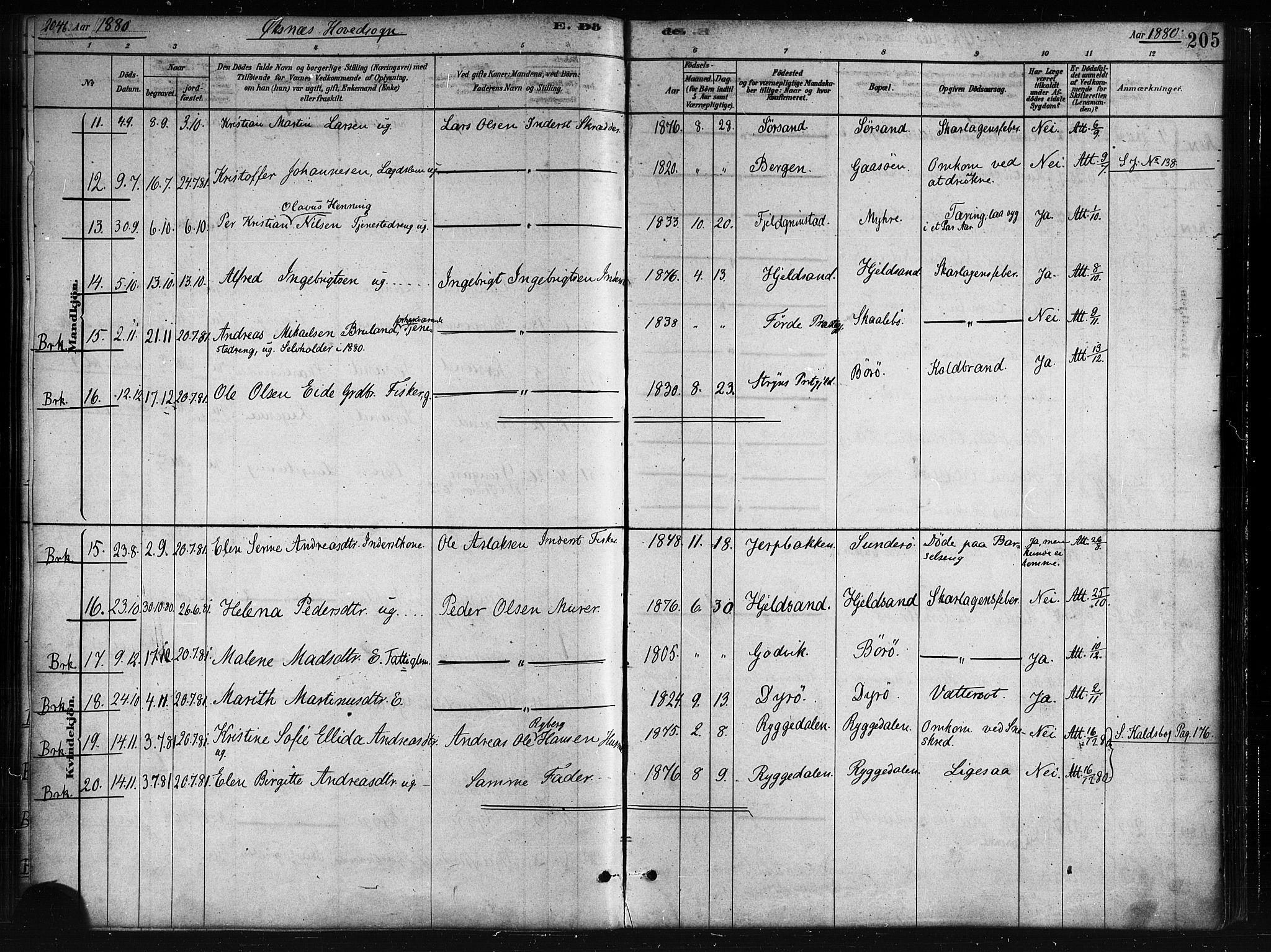 Ministerialprotokoller, klokkerbøker og fødselsregistre - Nordland, AV/SAT-A-1459/893/L1335: Parish register (official) no. 893A08 /1, 1878-1884, p. 205