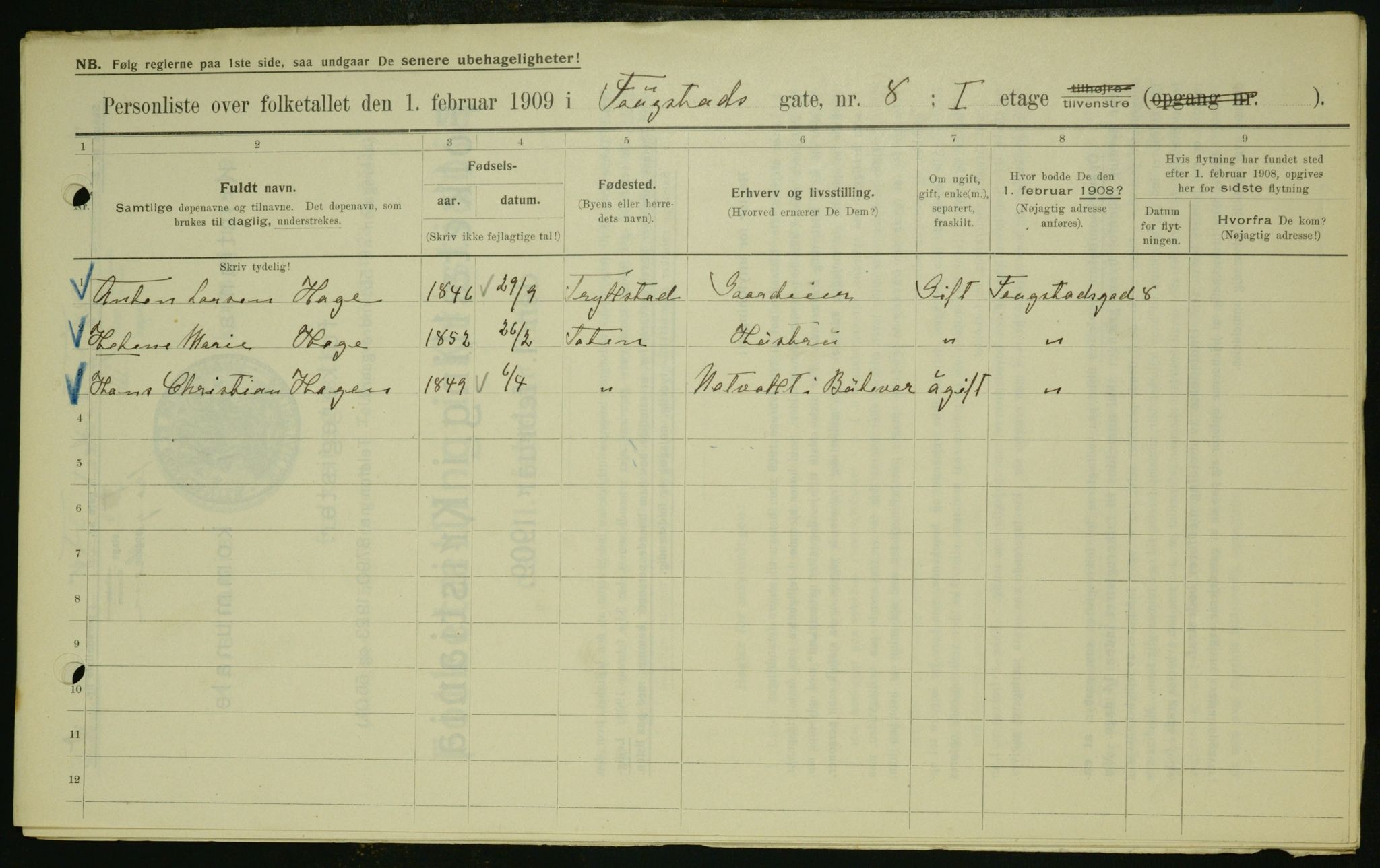 OBA, Municipal Census 1909 for Kristiania, 1909, p. 22910